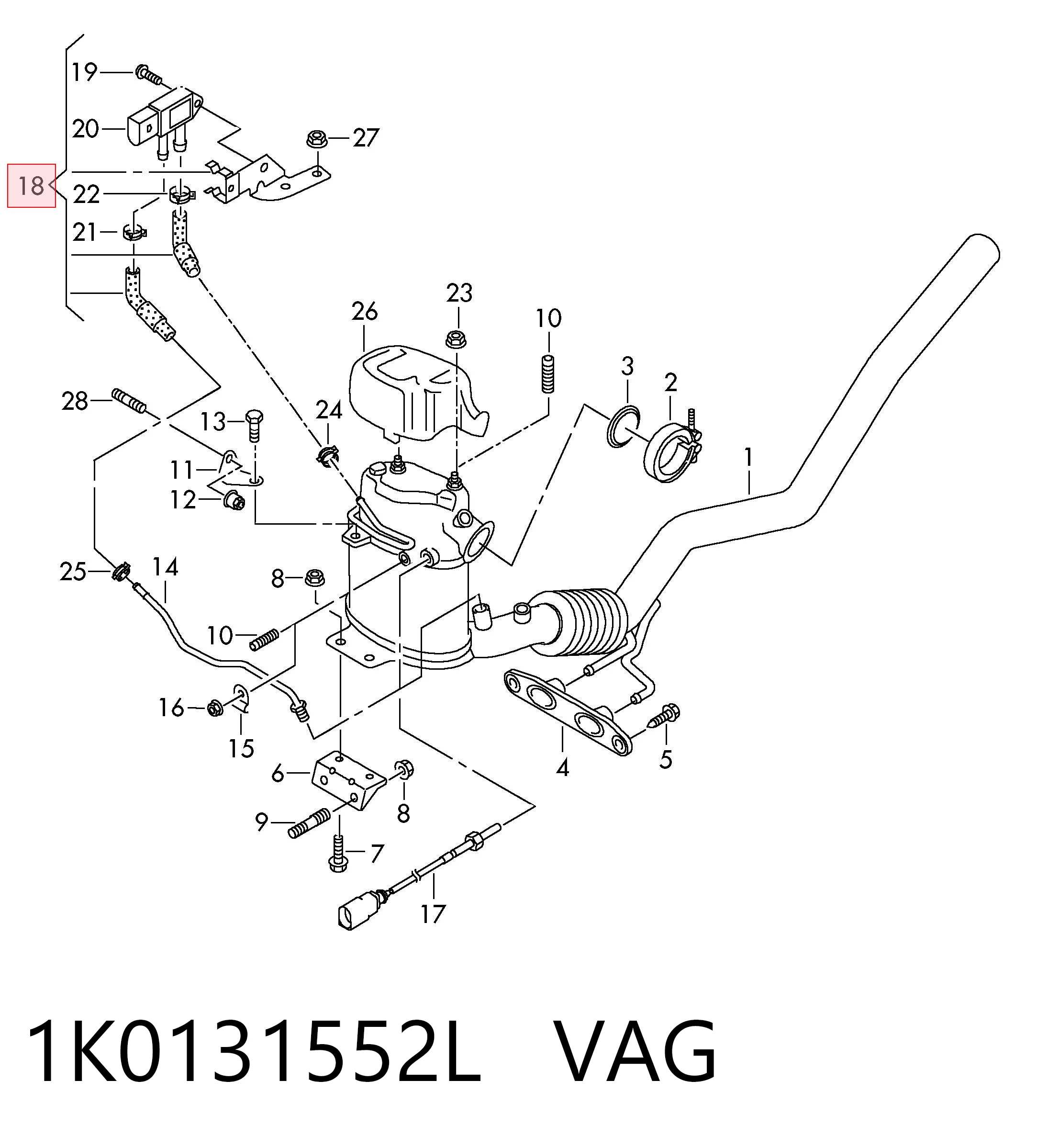 1K0131552L VAG Датчик тиску вихлопних газів