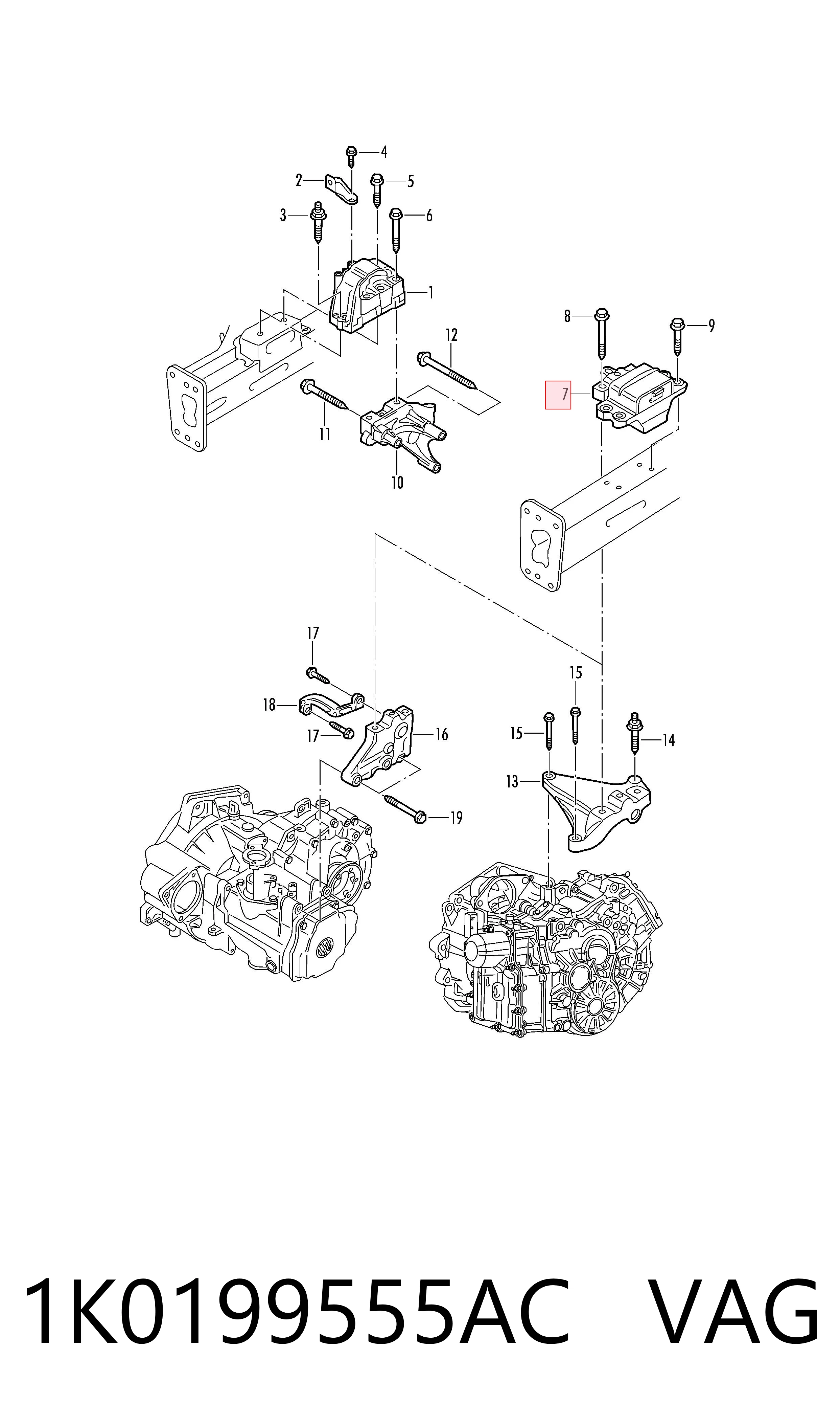 1K0199555AC VAG Ліва опора двигуна