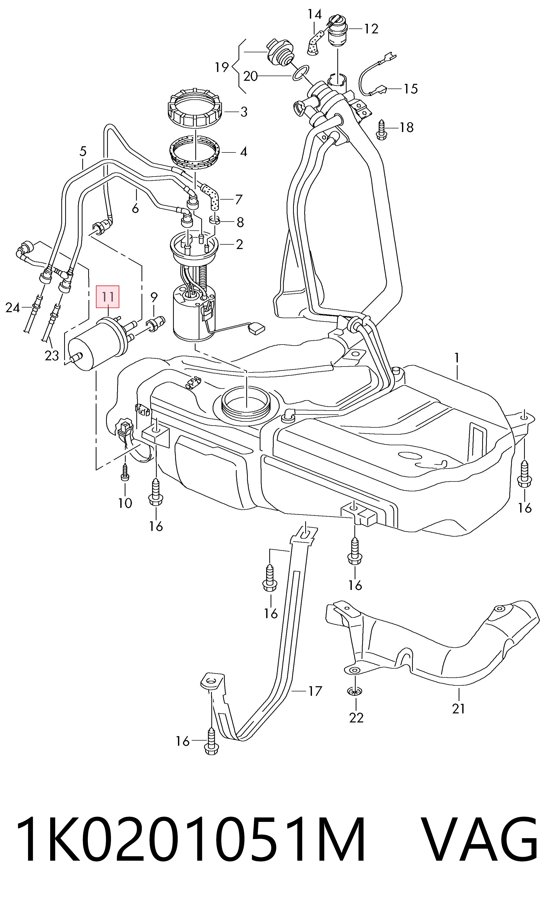 Фільтр тонкого очищення палива VAG 1K0201051M ціна, від 21.49 USD