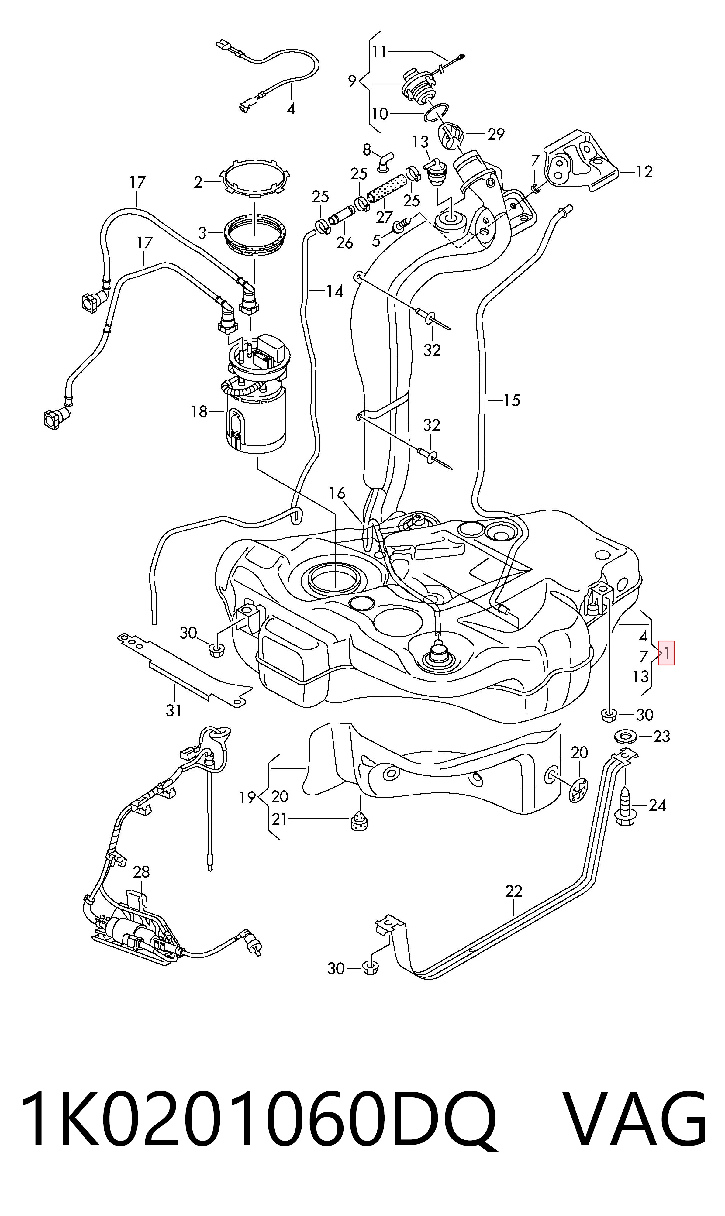 Бак паливний на Volkswagen Jetta VI 162, 163, AV3, AV2, AY2, AY3