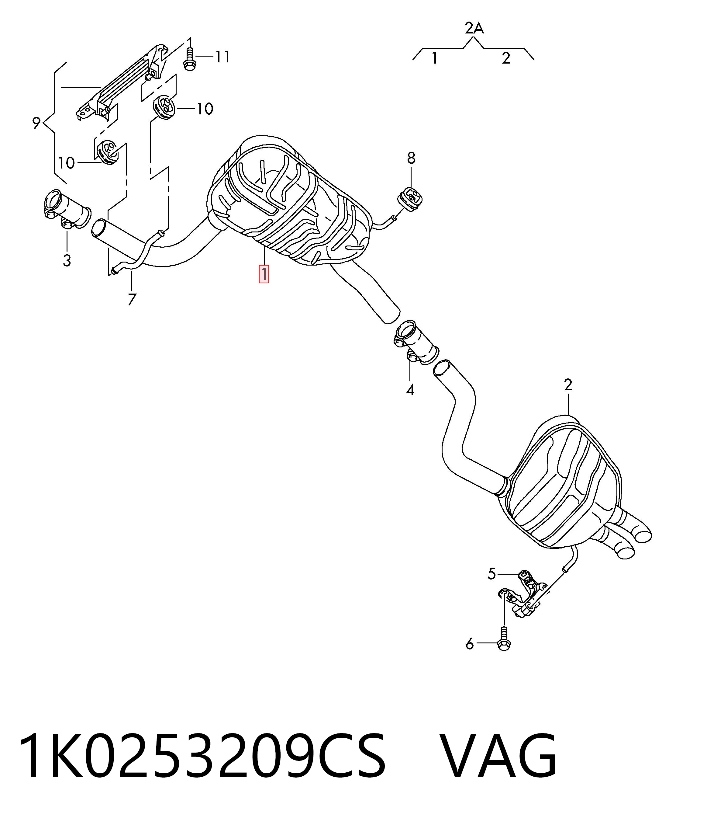 1K0253209CS VAG Середній глушник