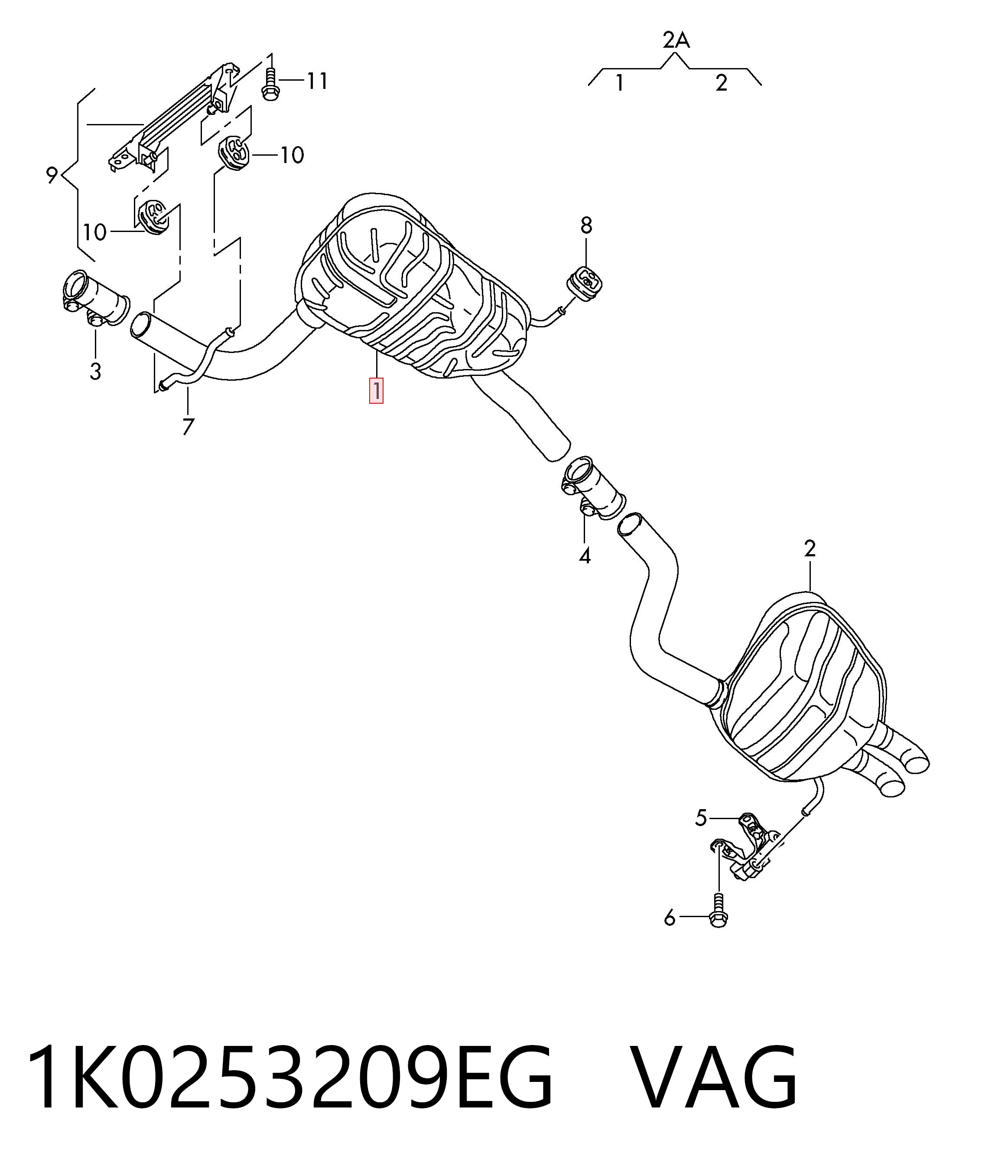 1K0253209EG VAG Середній глушник