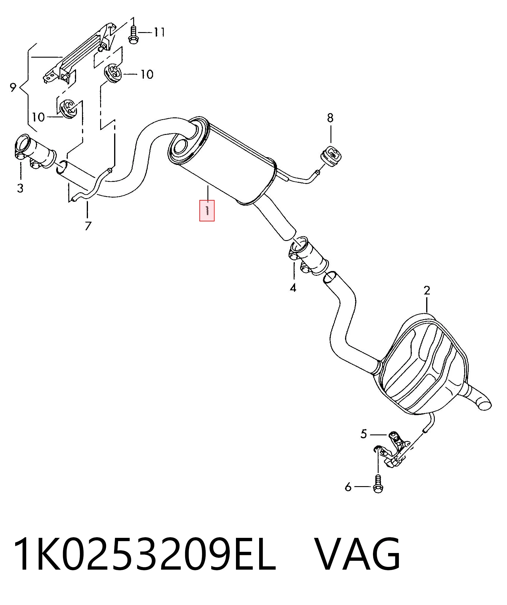 1K0253209EL VAG Середній глушник