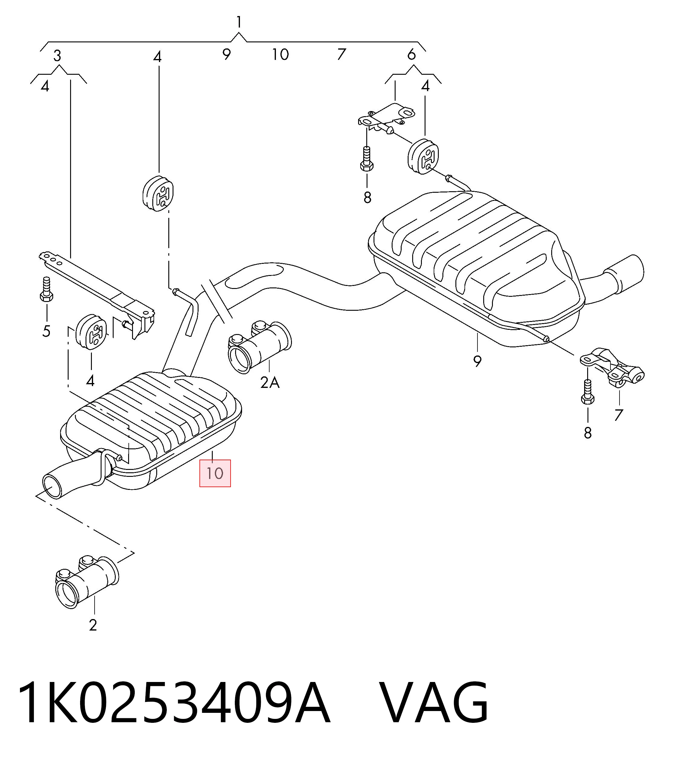 1K0253409A VAG Середній глушник