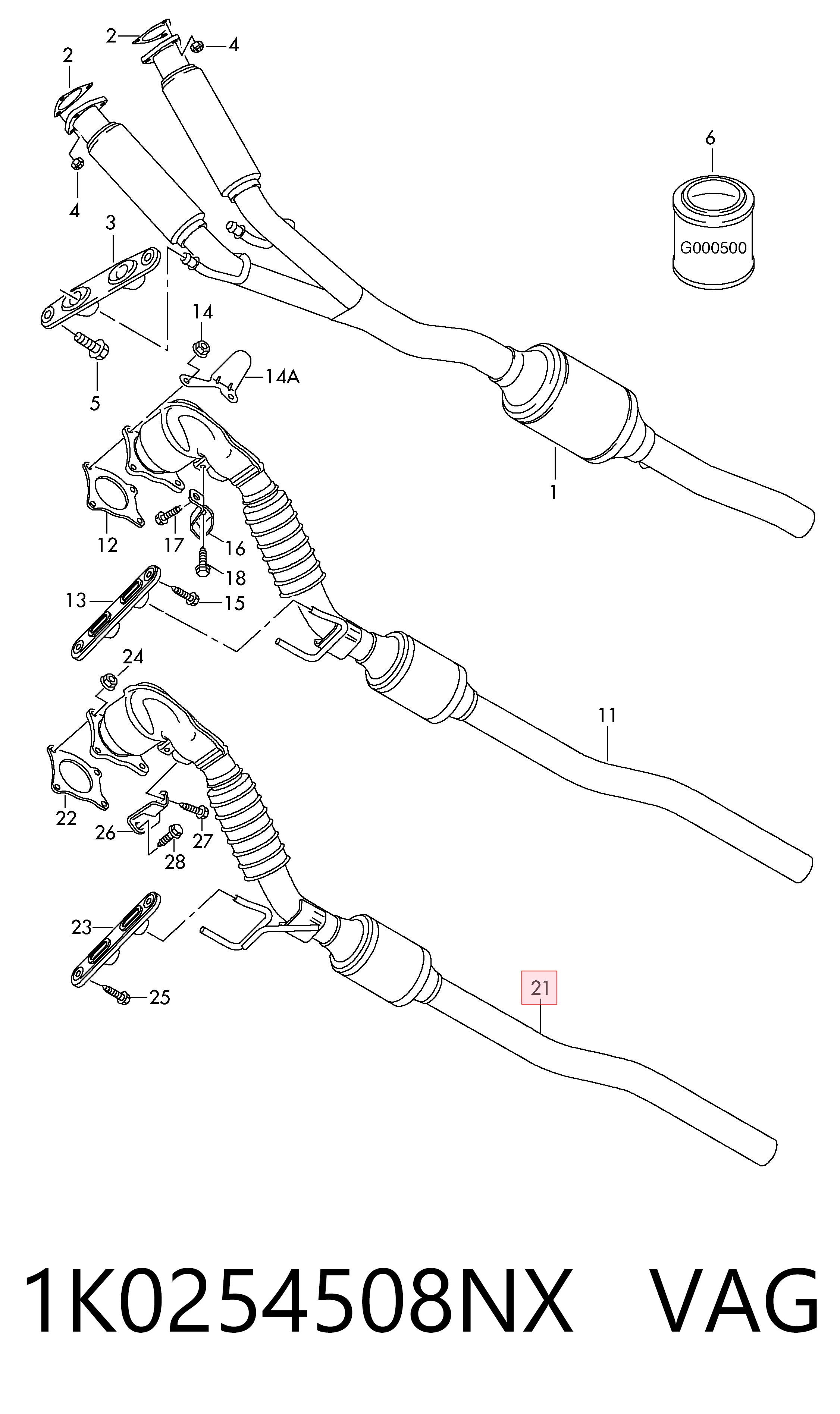 1K0254508NX VAG Глушник передній