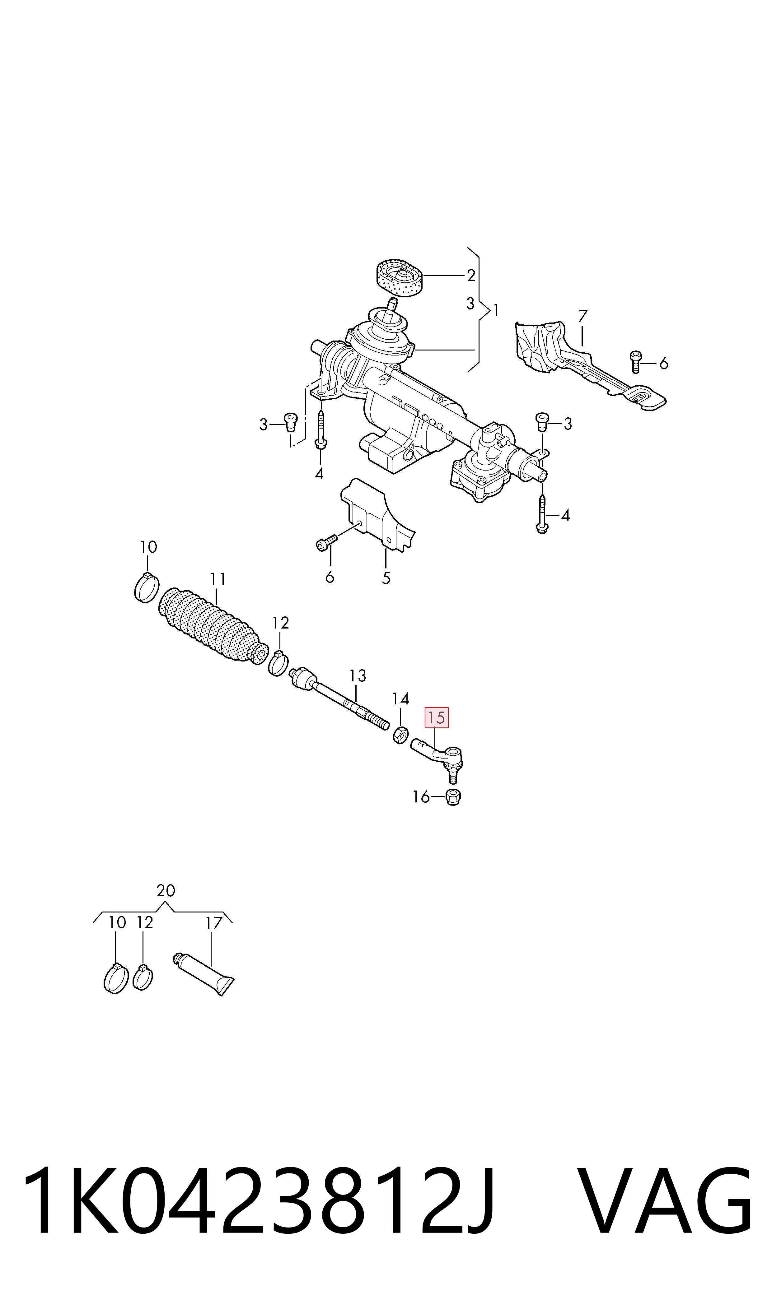Наконечник рульовий VAG 1K0423812J ціна, від 11.64 USD
