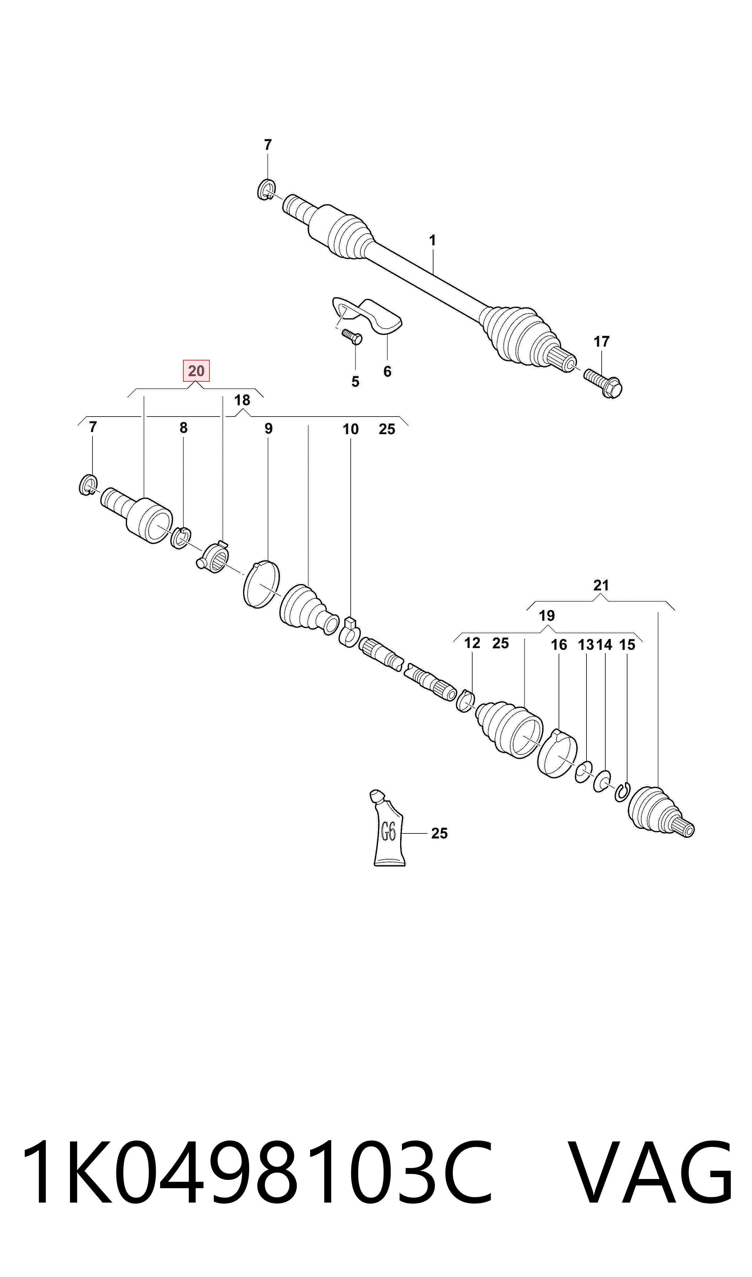 ШРУС внутрішній, передній Driveshaft VW511