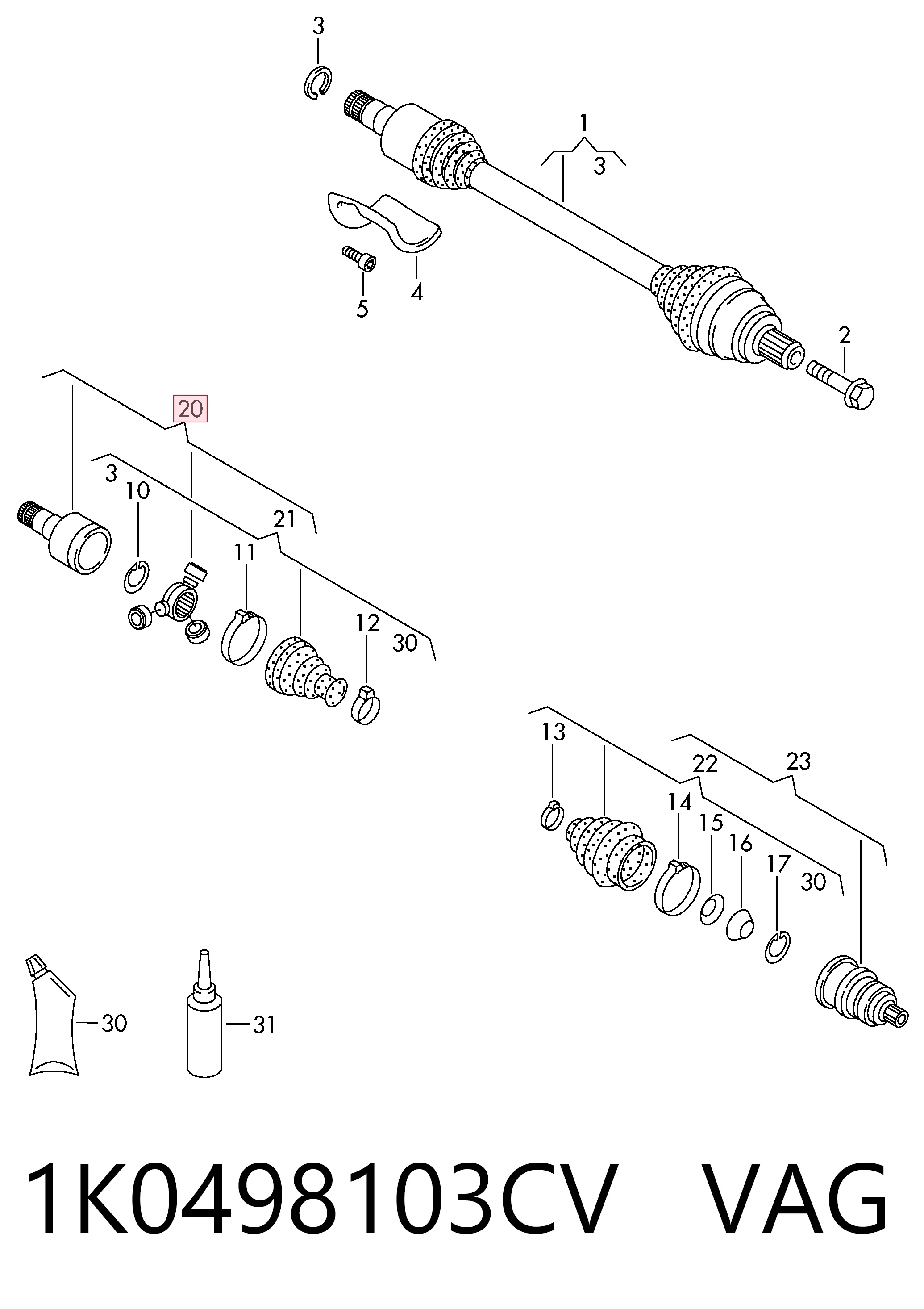 VW511 Driveshaft ШРКШ внутрішній, передній