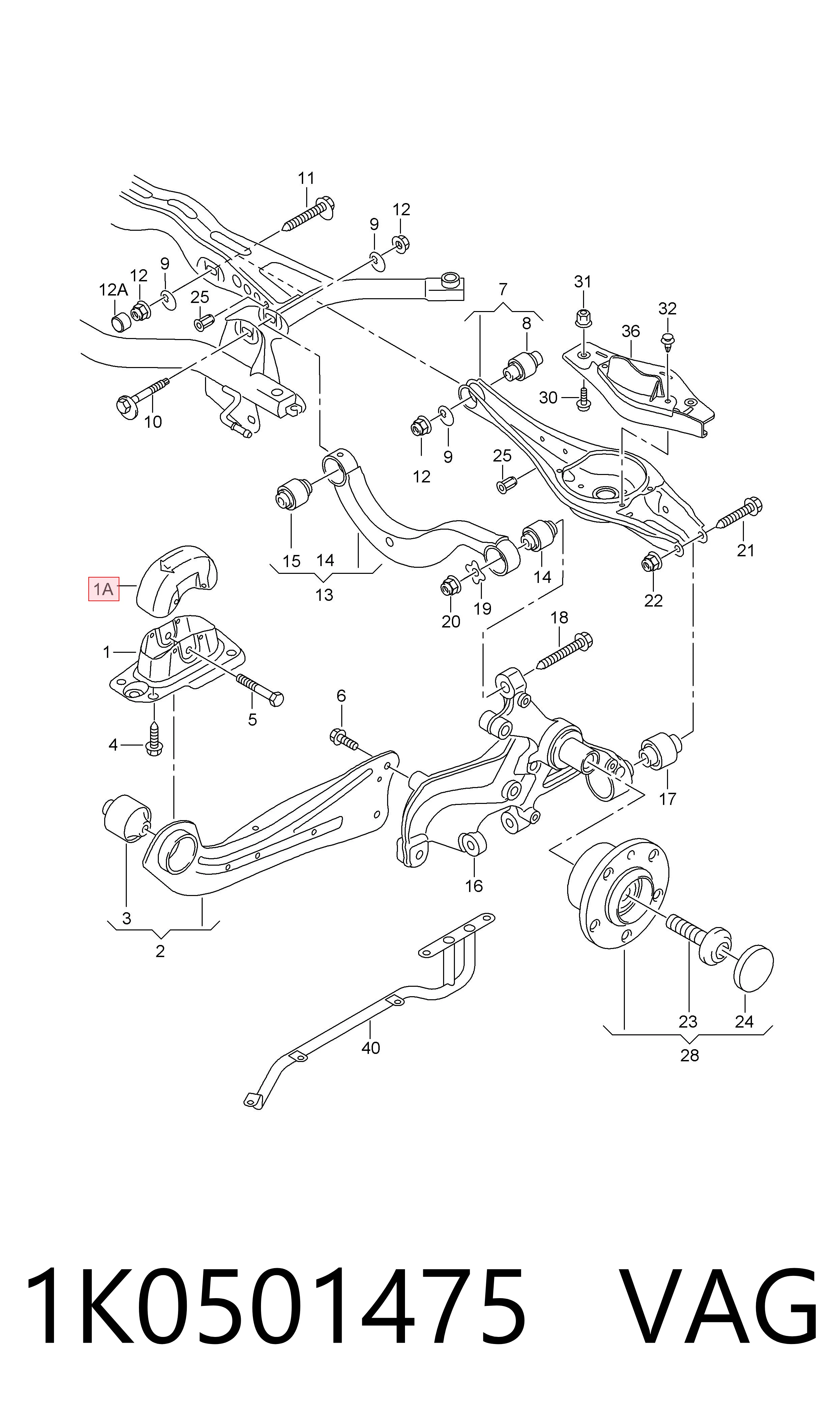 Захист заднього нижнього важеля VAG 1K0501475 ціна, від 1.27 USD