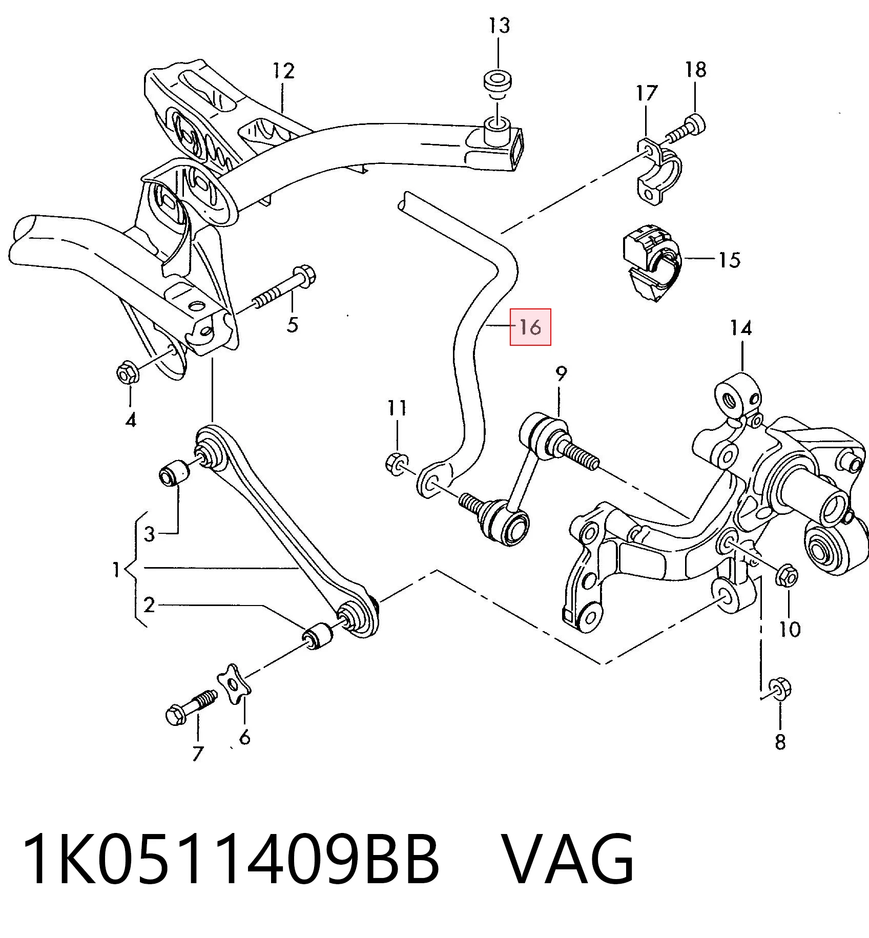 Купити Стабілізатор задній Volkswagen Golf VI 5K1