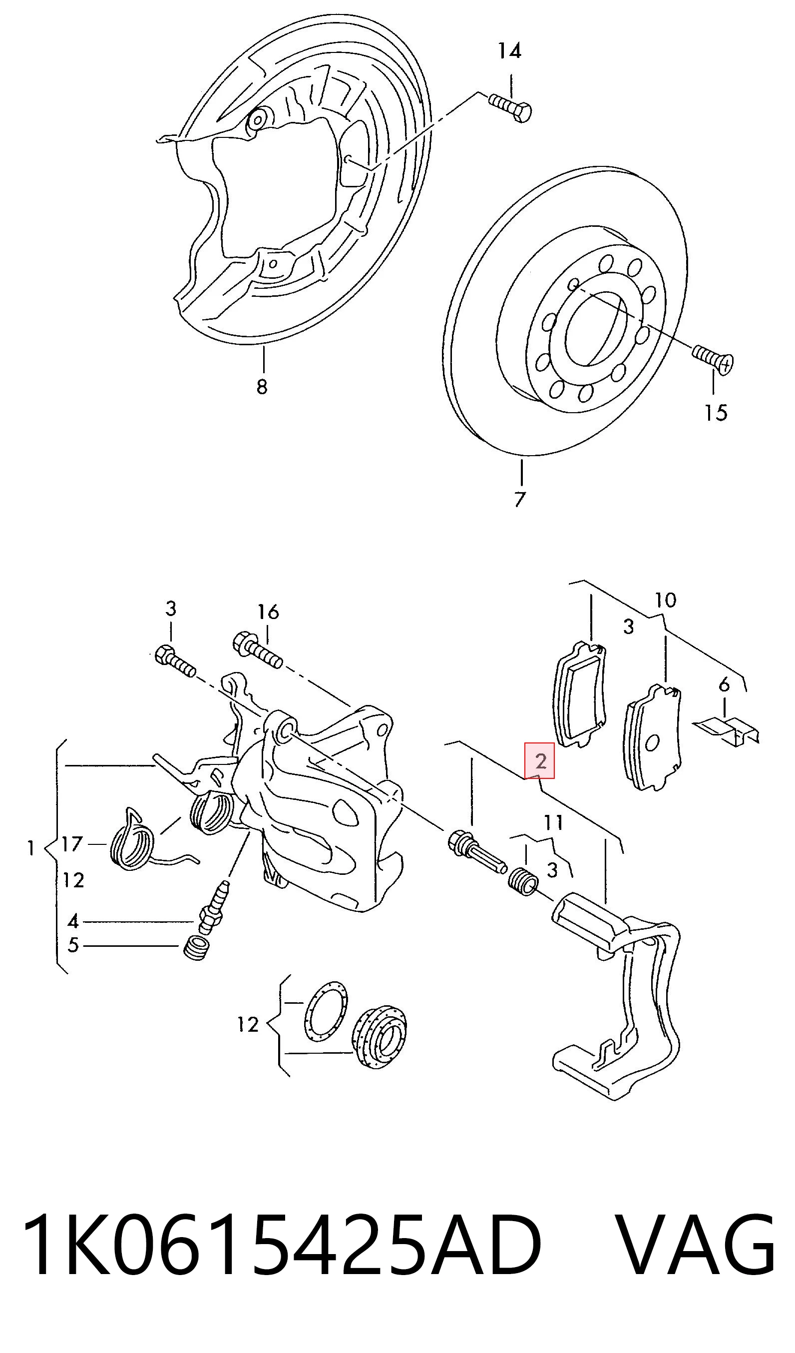 1K0615425AD VAG Скоба супорту заднього
