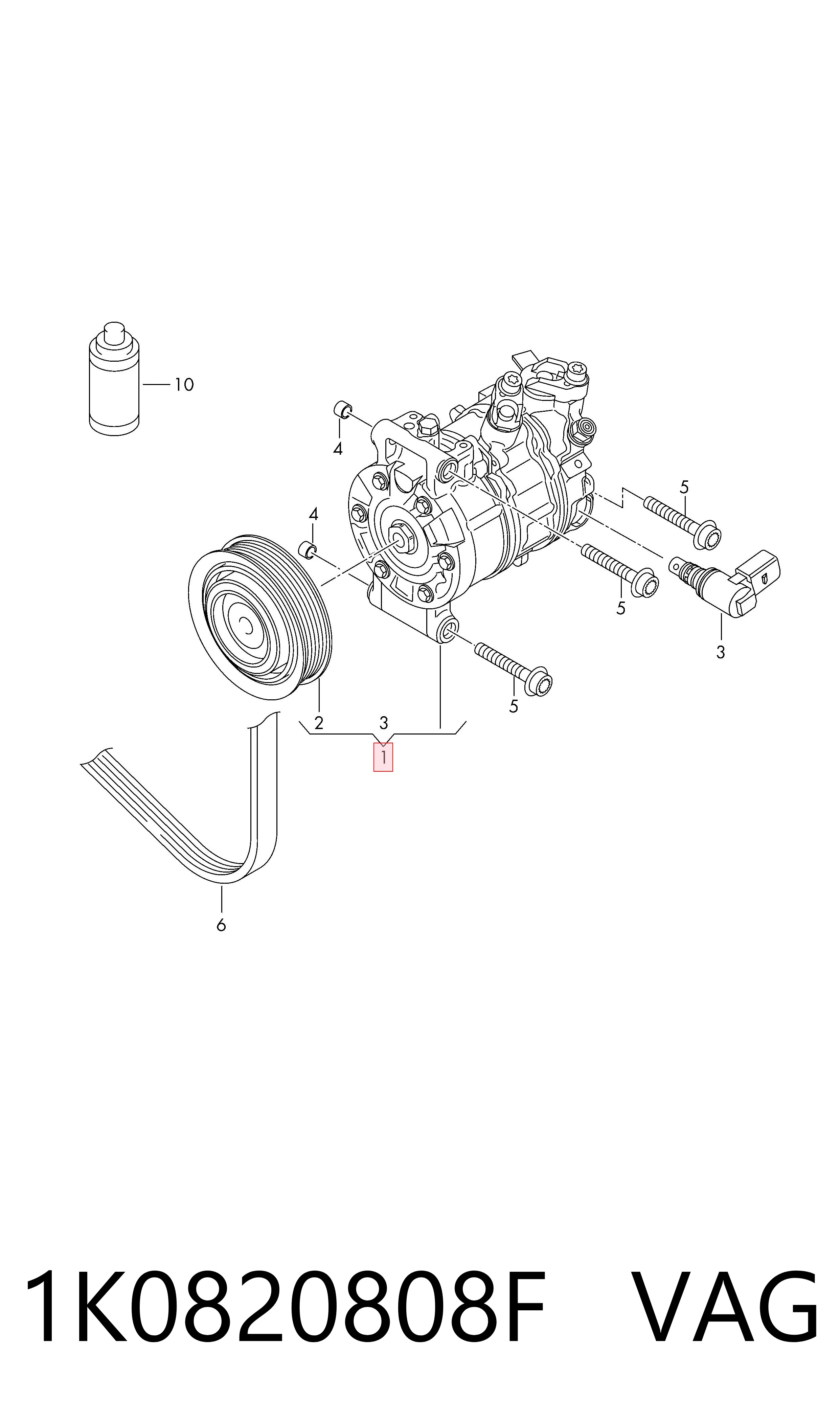 Компресор системи кондиціювання VAG 1K0820808F ціна, від 118.51 USD