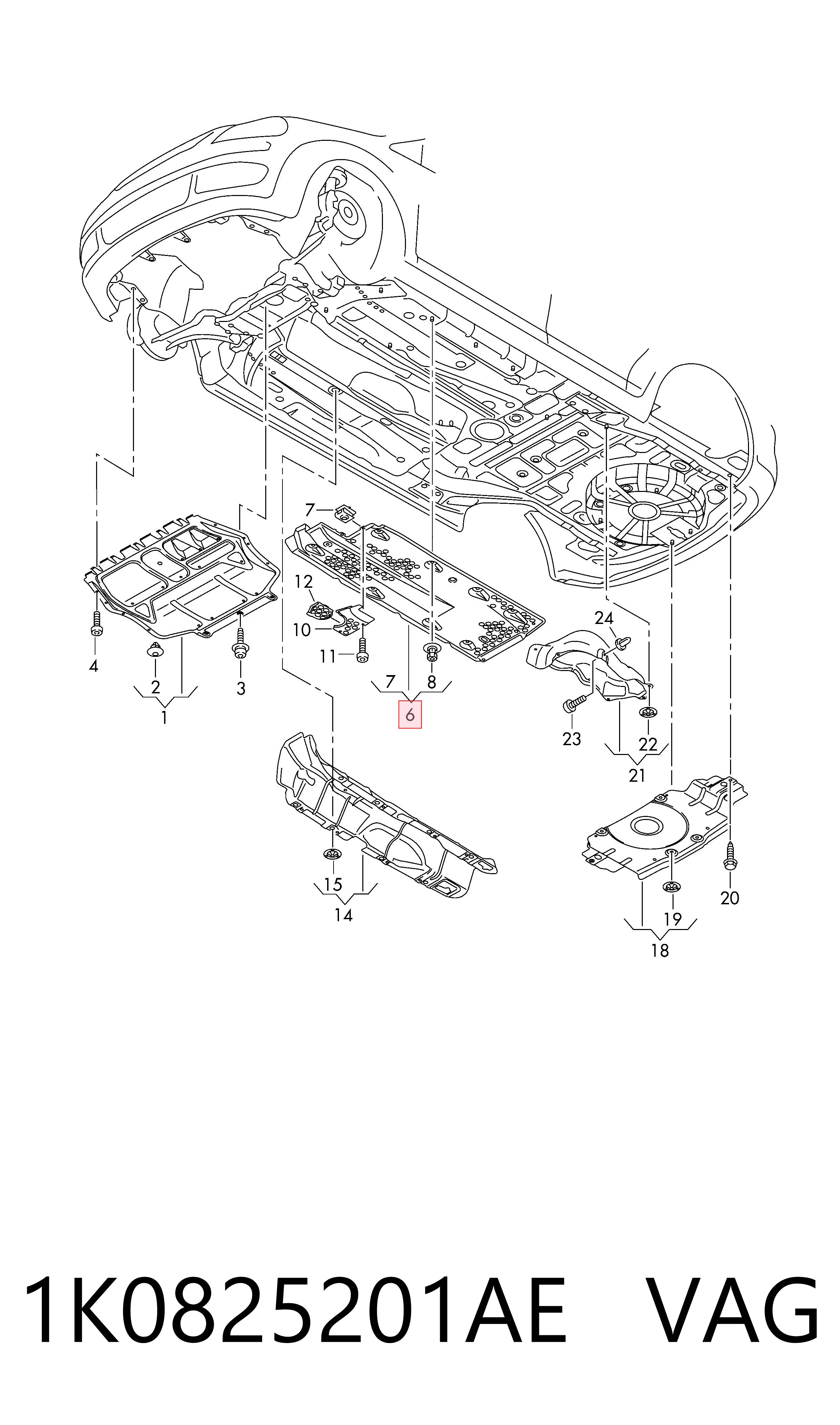 Захист днища, лівий VAG 1K0825201AE ціна, від 37.92 USD