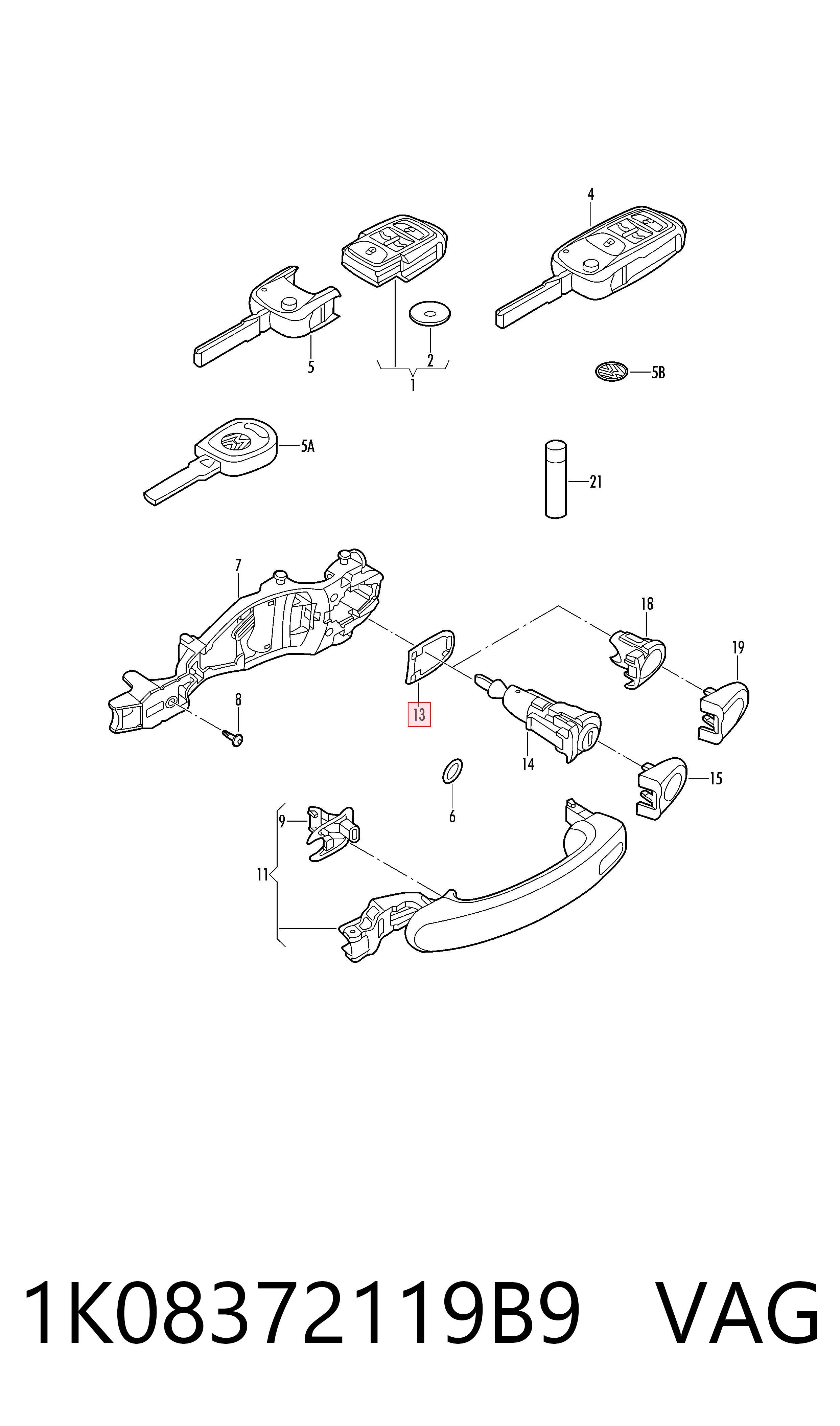 1K08372119B9 VAG Накладка ручки дверей