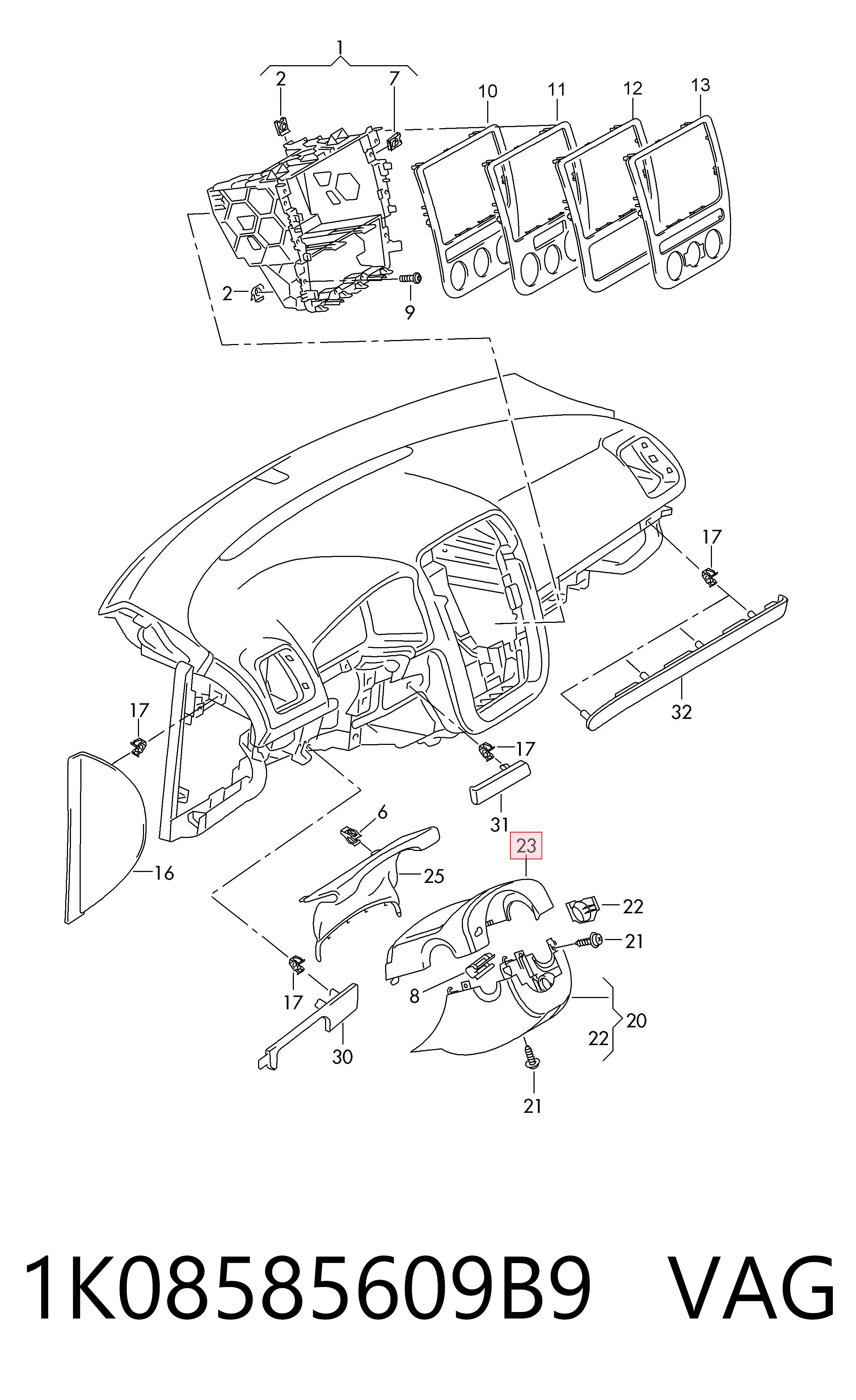 1K08585609B9 VAG Накладка рульової колонки