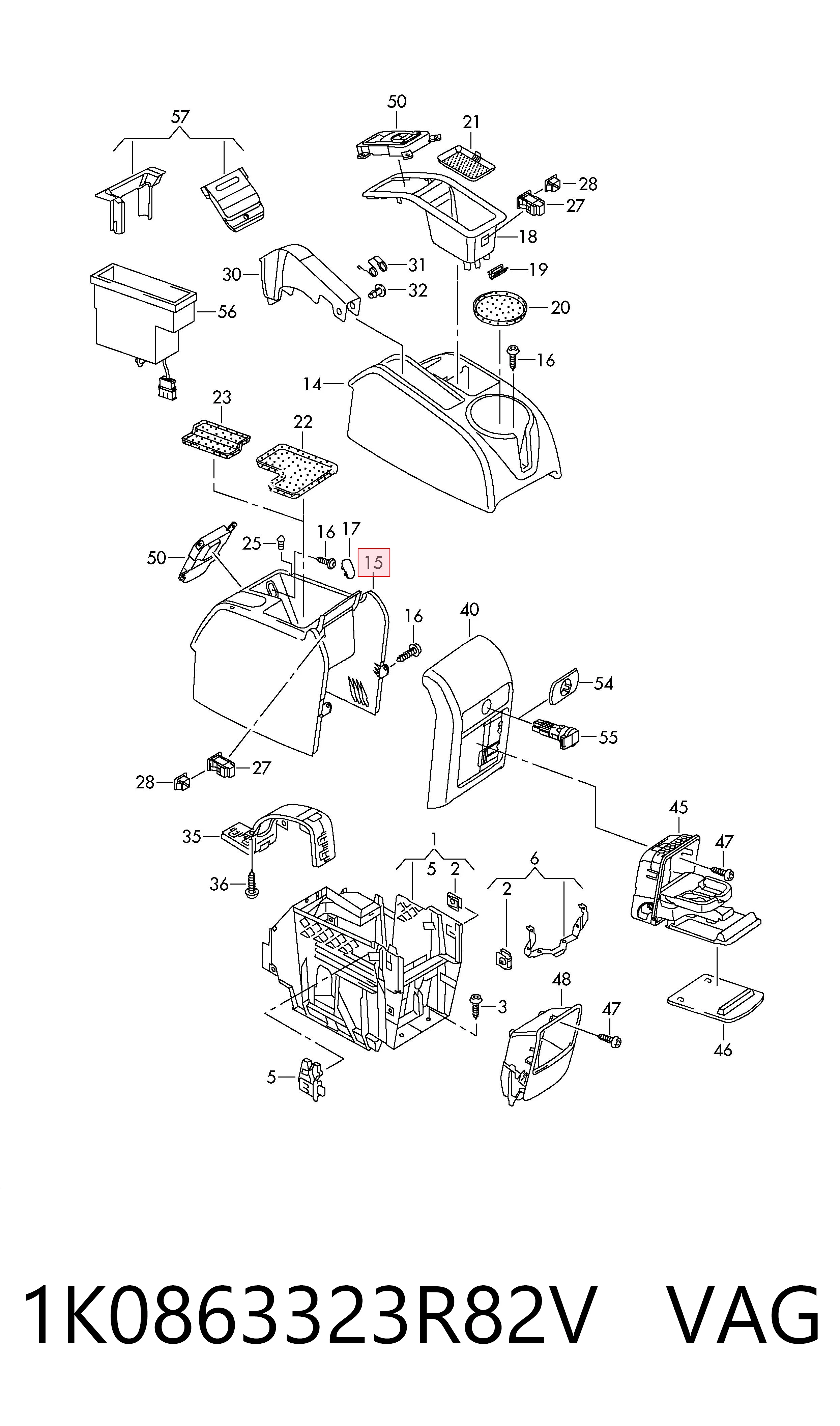 1K0863323R82V VAG Консоль центральна панелі керування