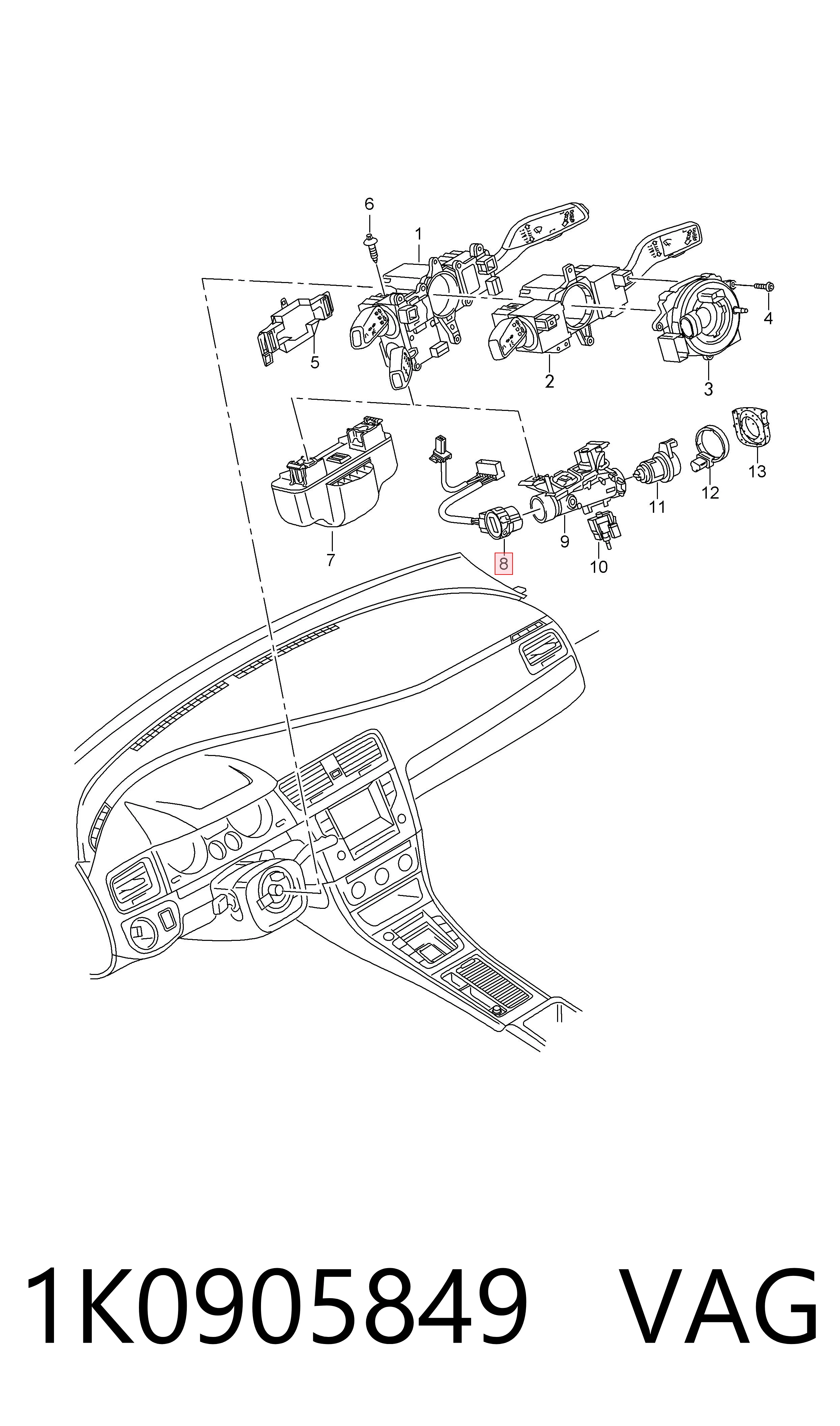 Контакти замку запалювання VAG 1K0905849 ціна, від 84.00 USD