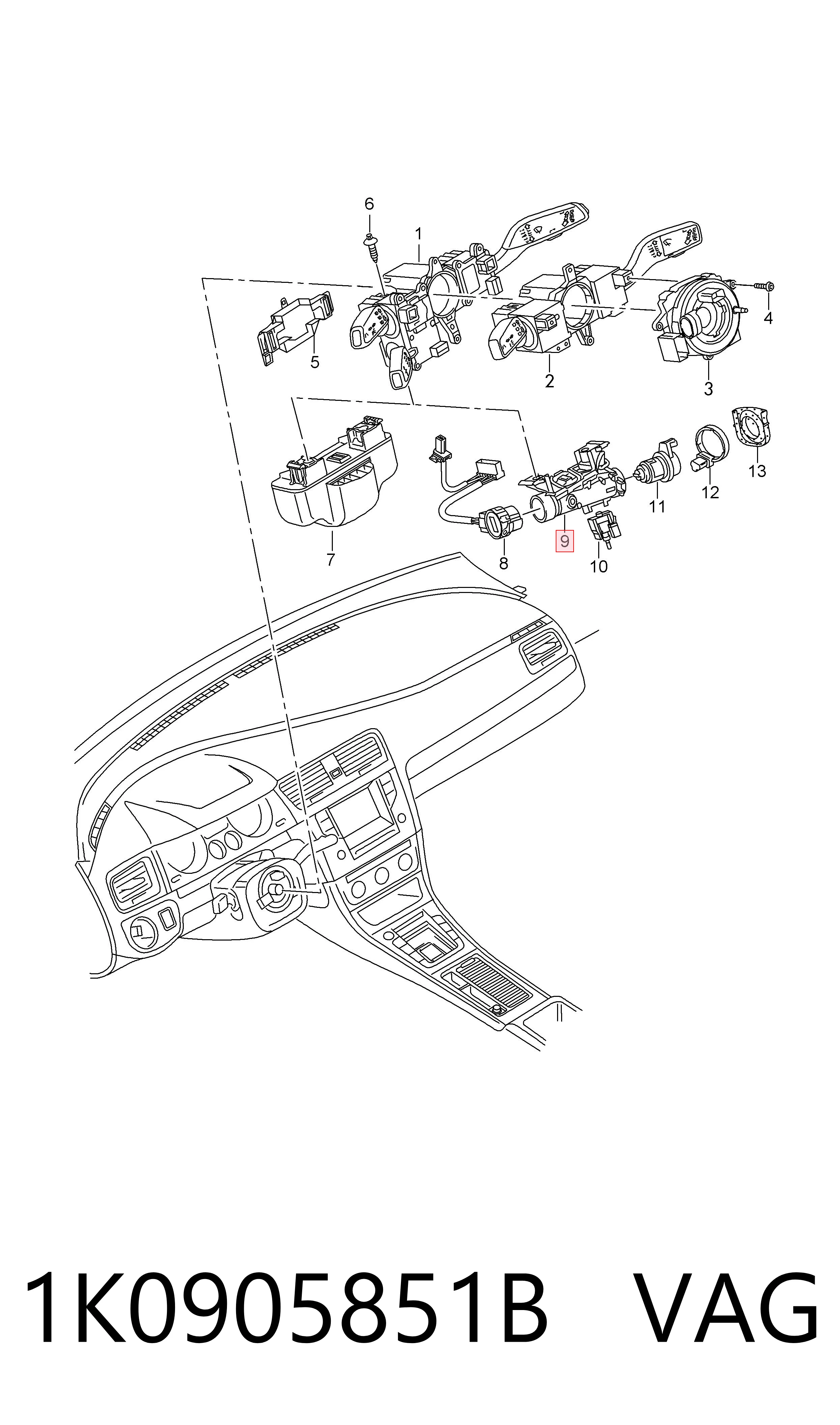Замок запалювання VAG 1K0905851B ціна, від 63.49 USD