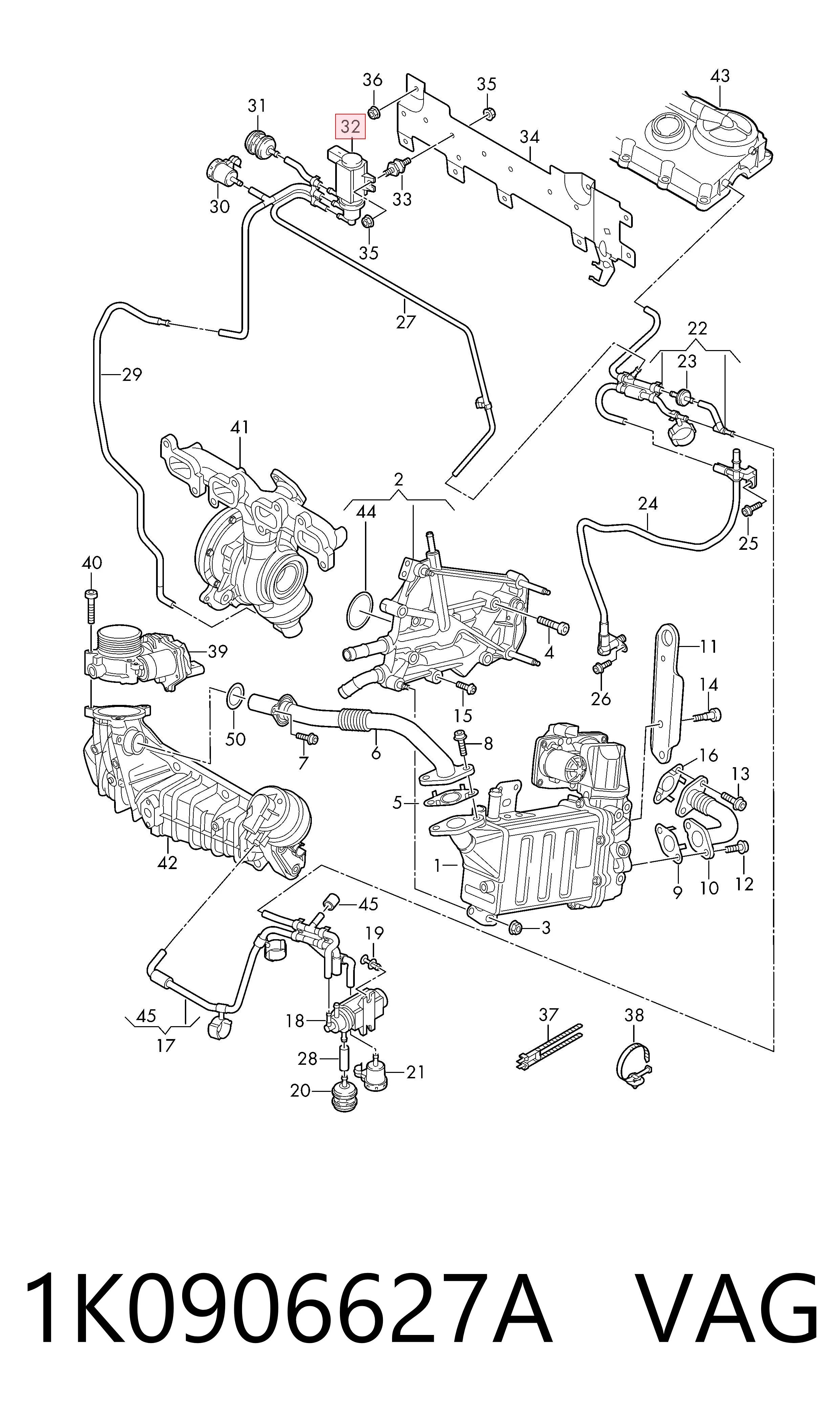 Клапан соленоїд регулювання заслонки EGR VAG 1K0906627A ціна, від 12.61 USD