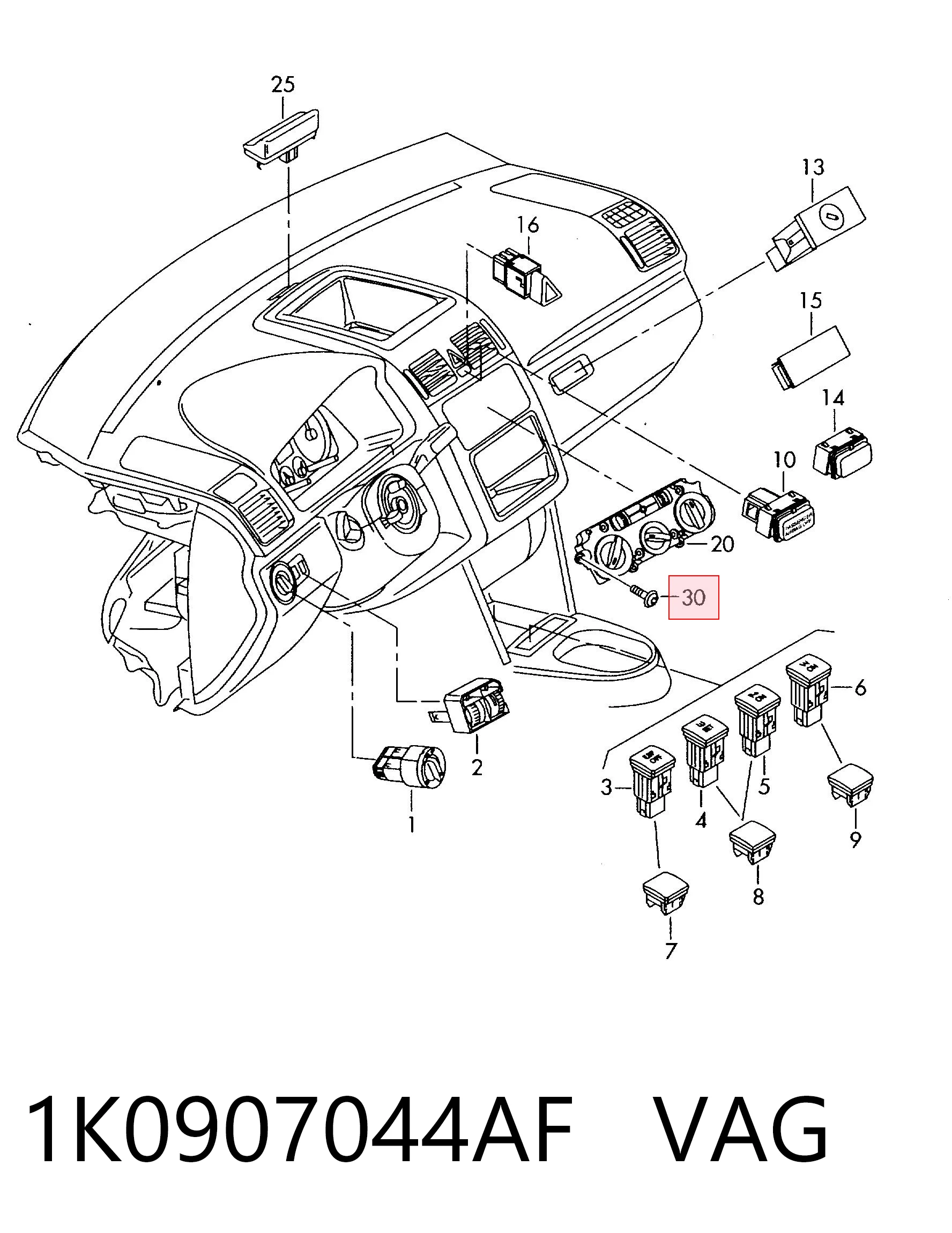 Механізм управління кондиціонером на Volkswagen Jetta V 1K2