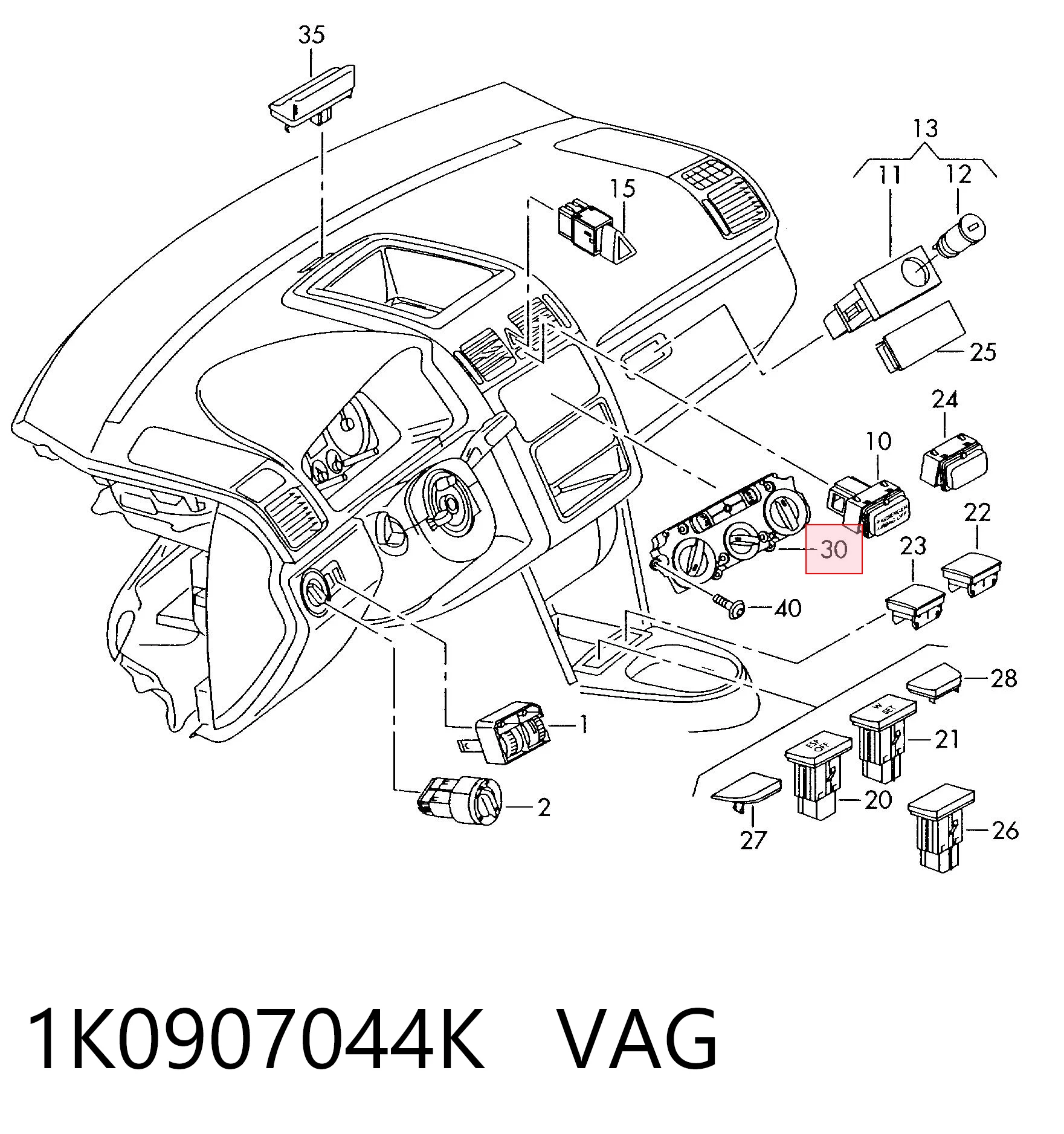 Механізм управління кондиціонером на Volkswagen Jetta V 1K2