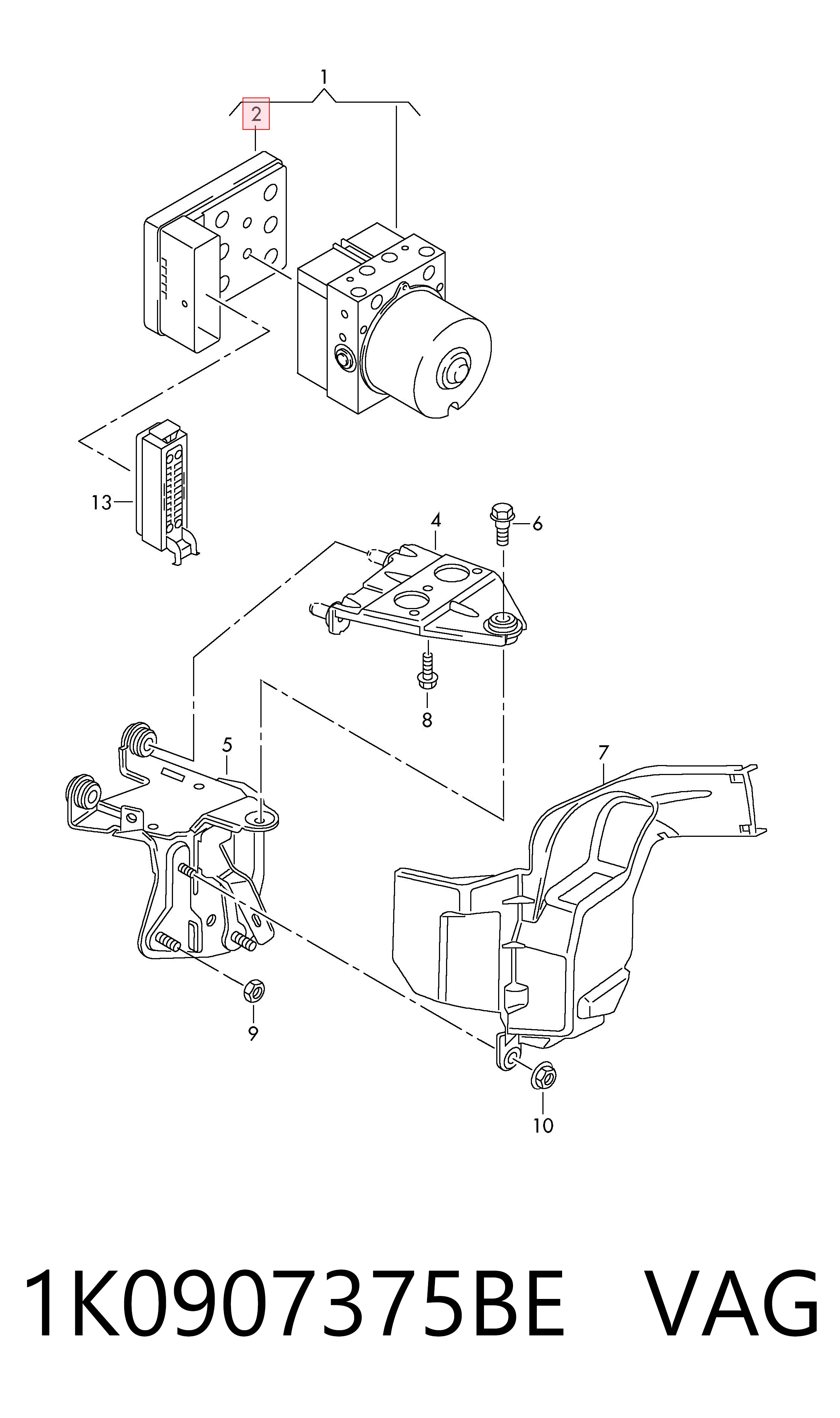 Елементи АБС VAG 1K0907375BE ціна, від 248.31 USD