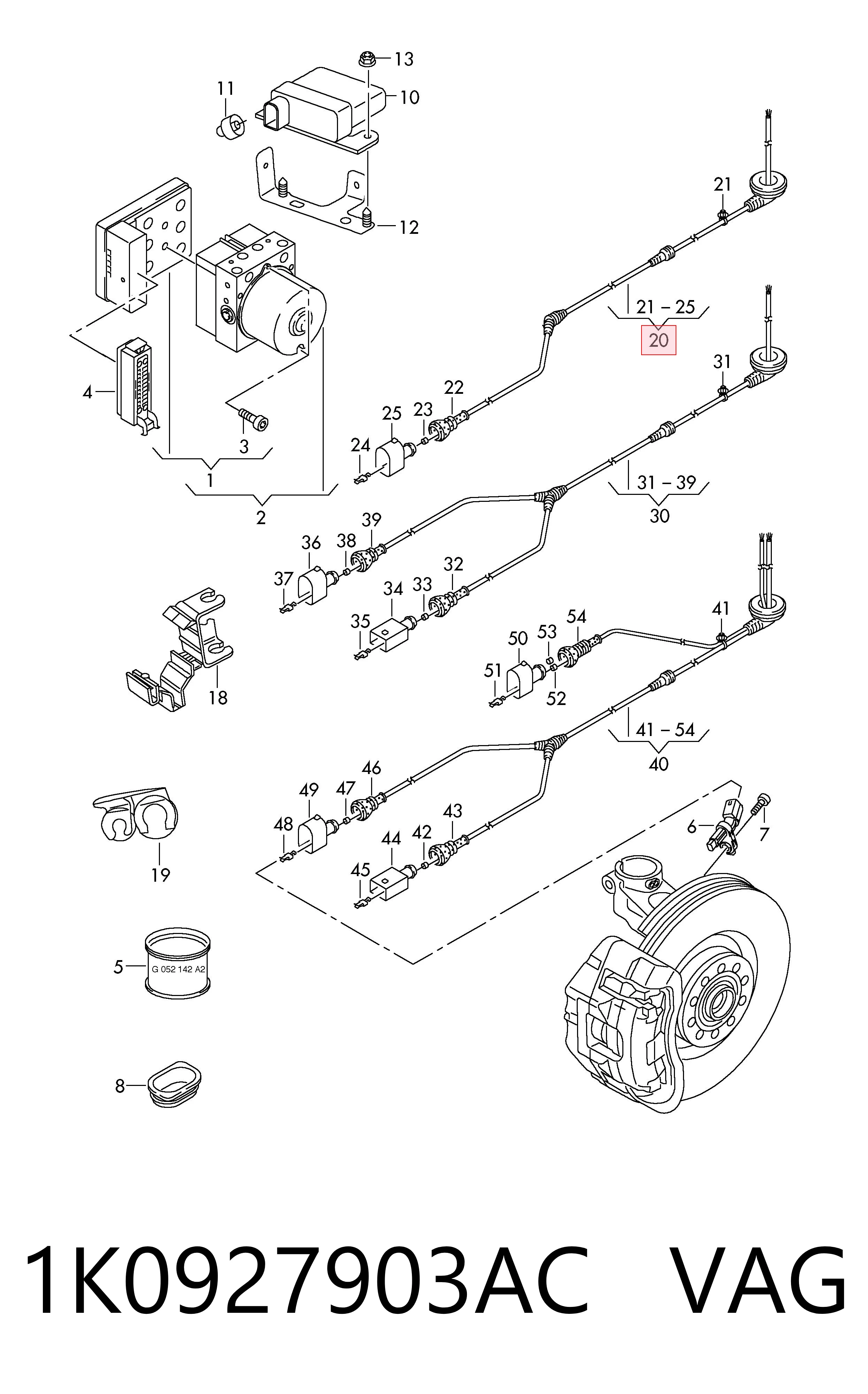 1K0927903AC VAG Датчик АБС (ABS) задній