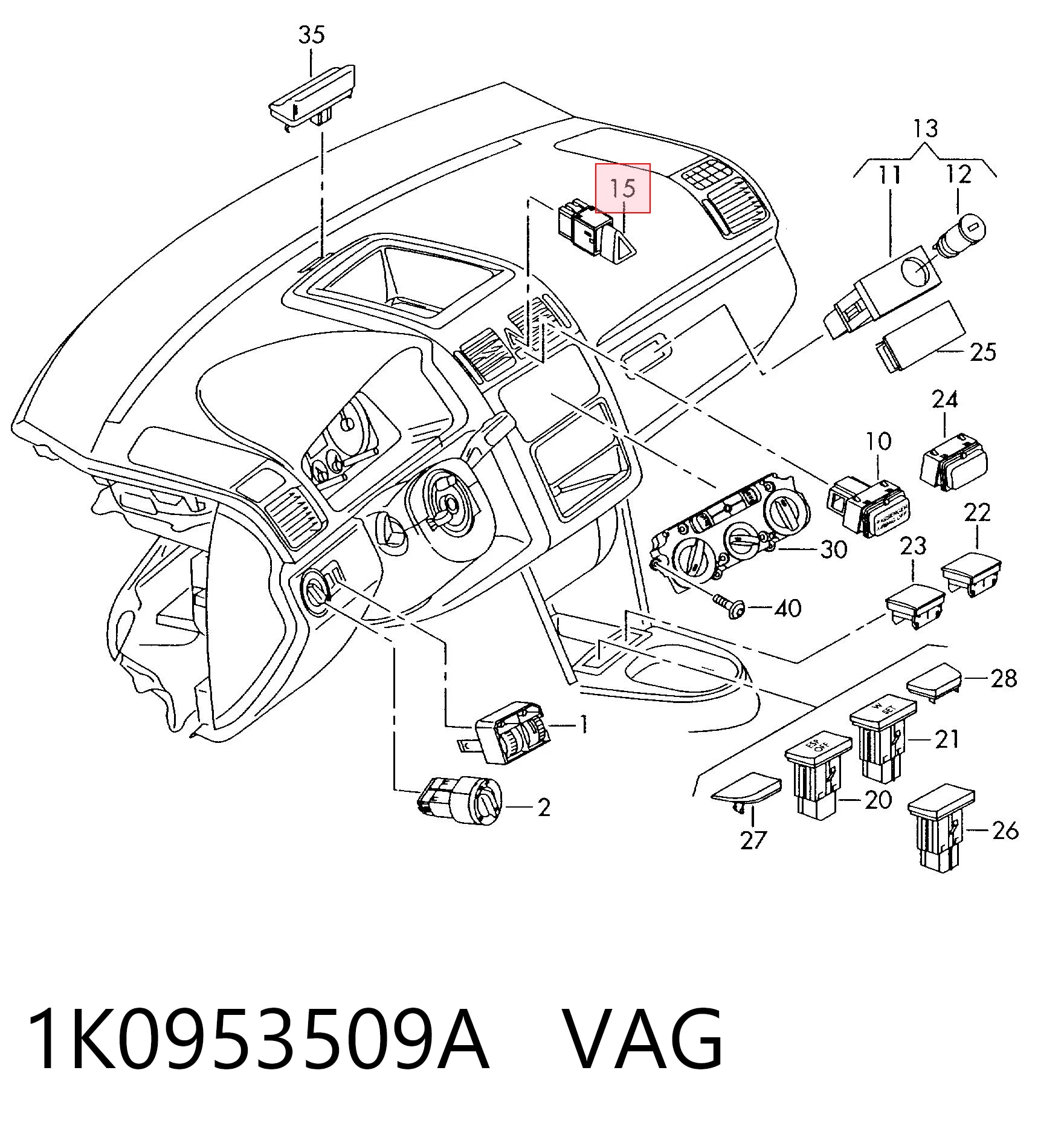 1K0953509A VAG Аварійна кнопка