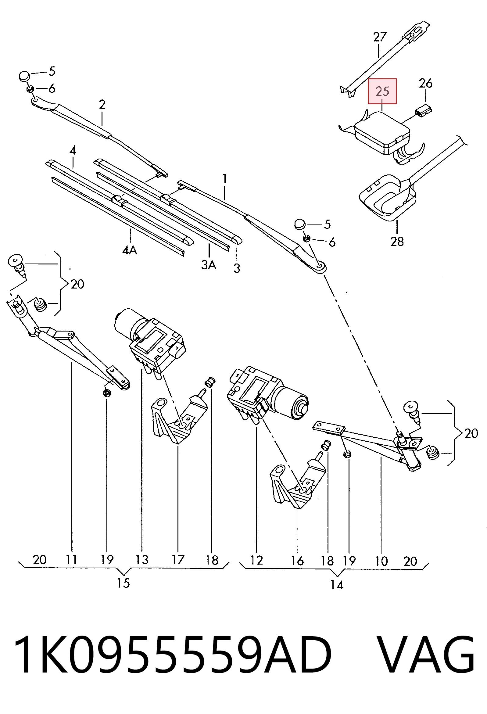 Датчик дощу на Volkswagen Phaeton I 3D1, 3D2, 3D3, 3D4, 3D6, 3D7, 3D8, 3D9