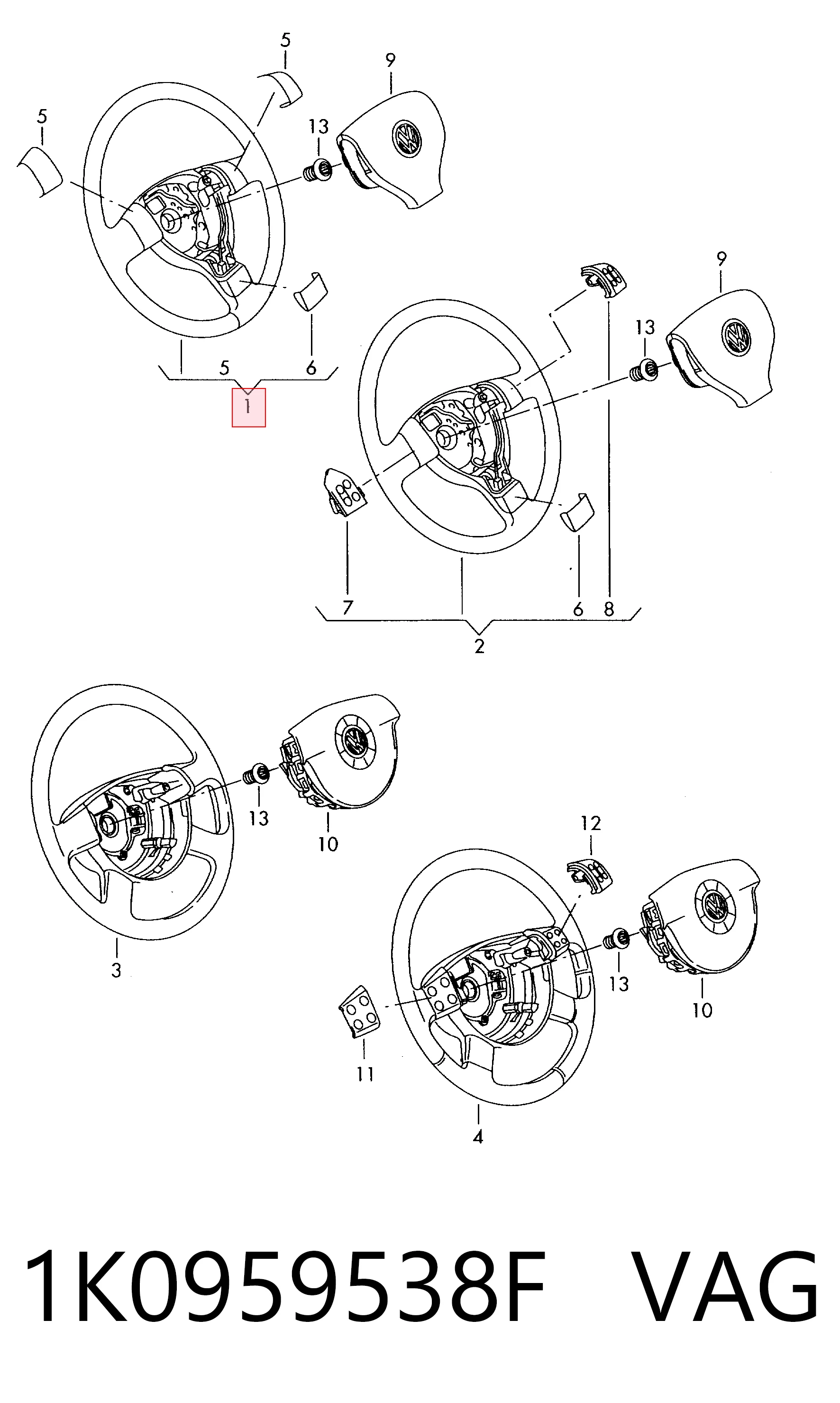 1K0959538F VAG Рульове колесо