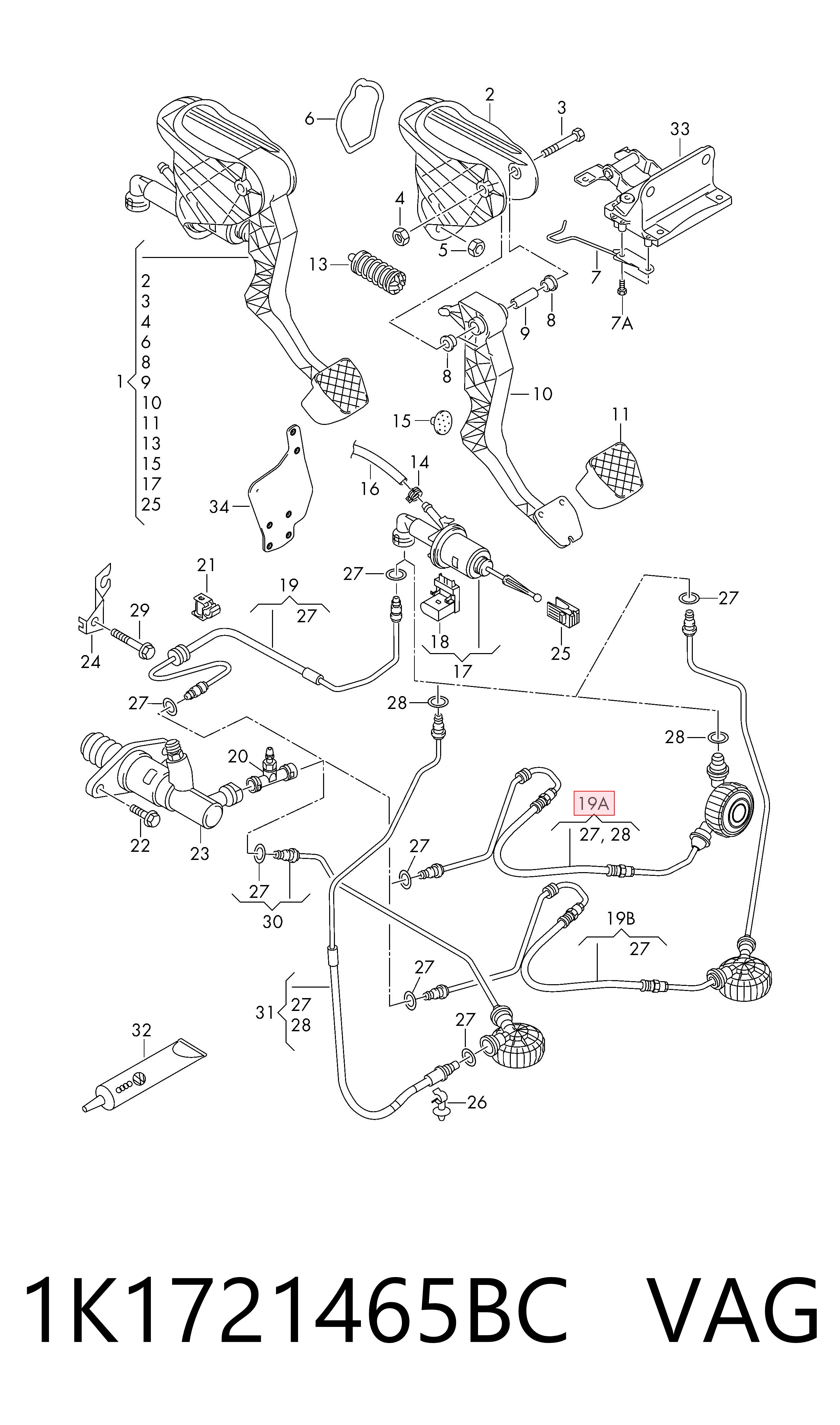 Ремкомплект головного циліндру зчеплення на Volkswagen Caddy III 2KB, 2KJ, 2CB, 2CJ