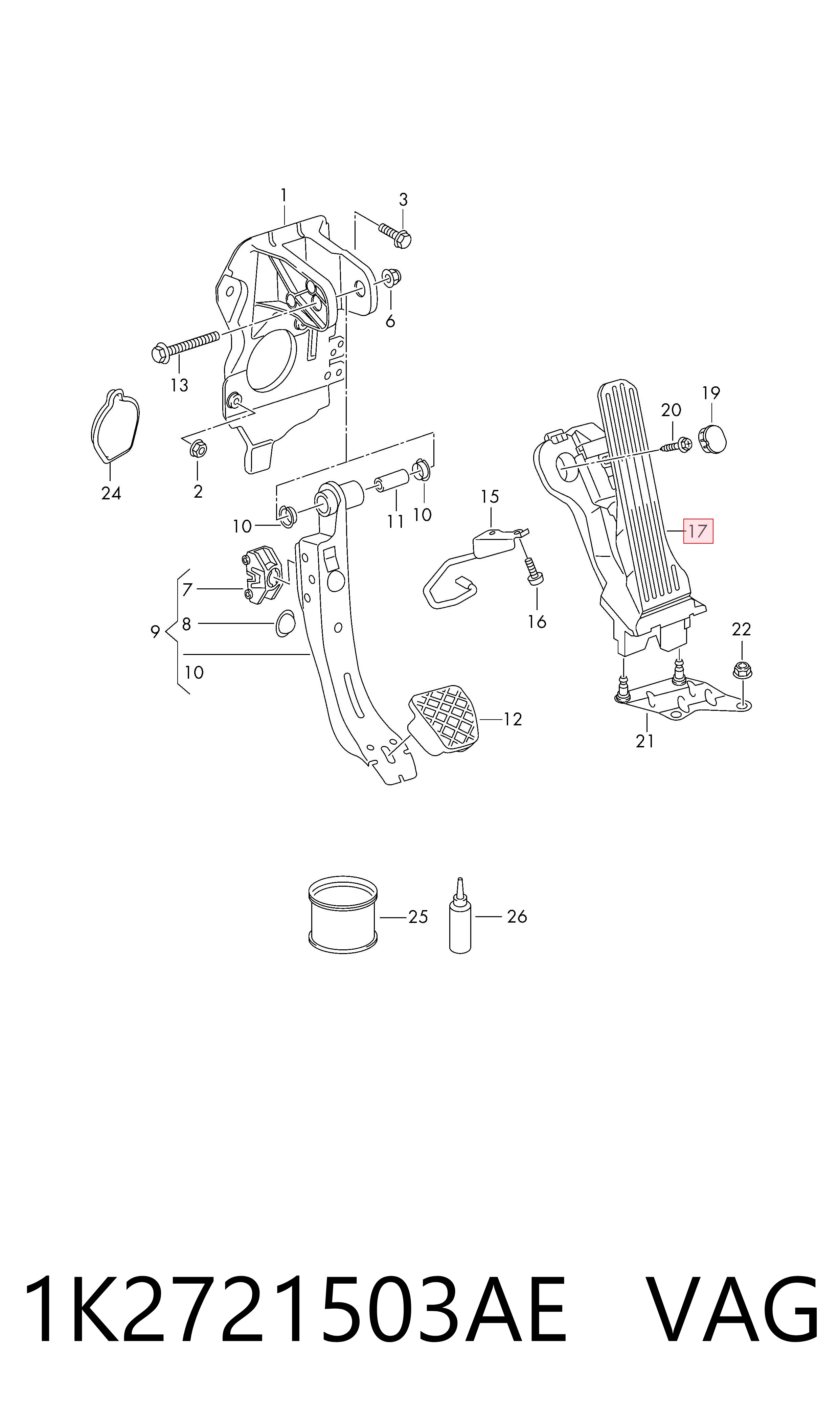Педаль газу (акселератора) на Volkswagen Golf V 1K1