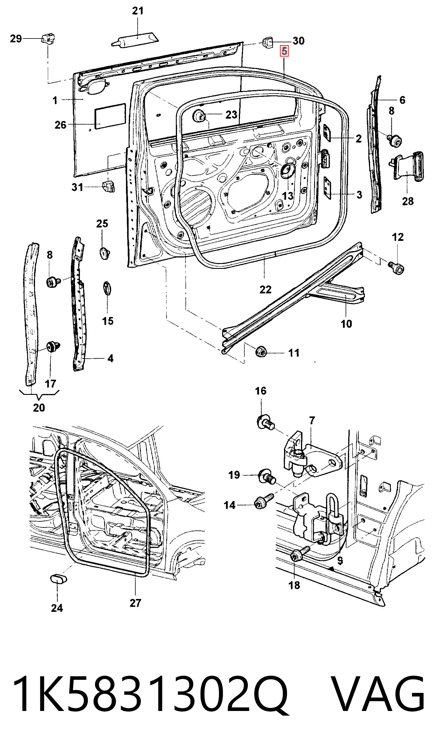 Пасажирські передні двері на Volkswagen Golf V 1K5