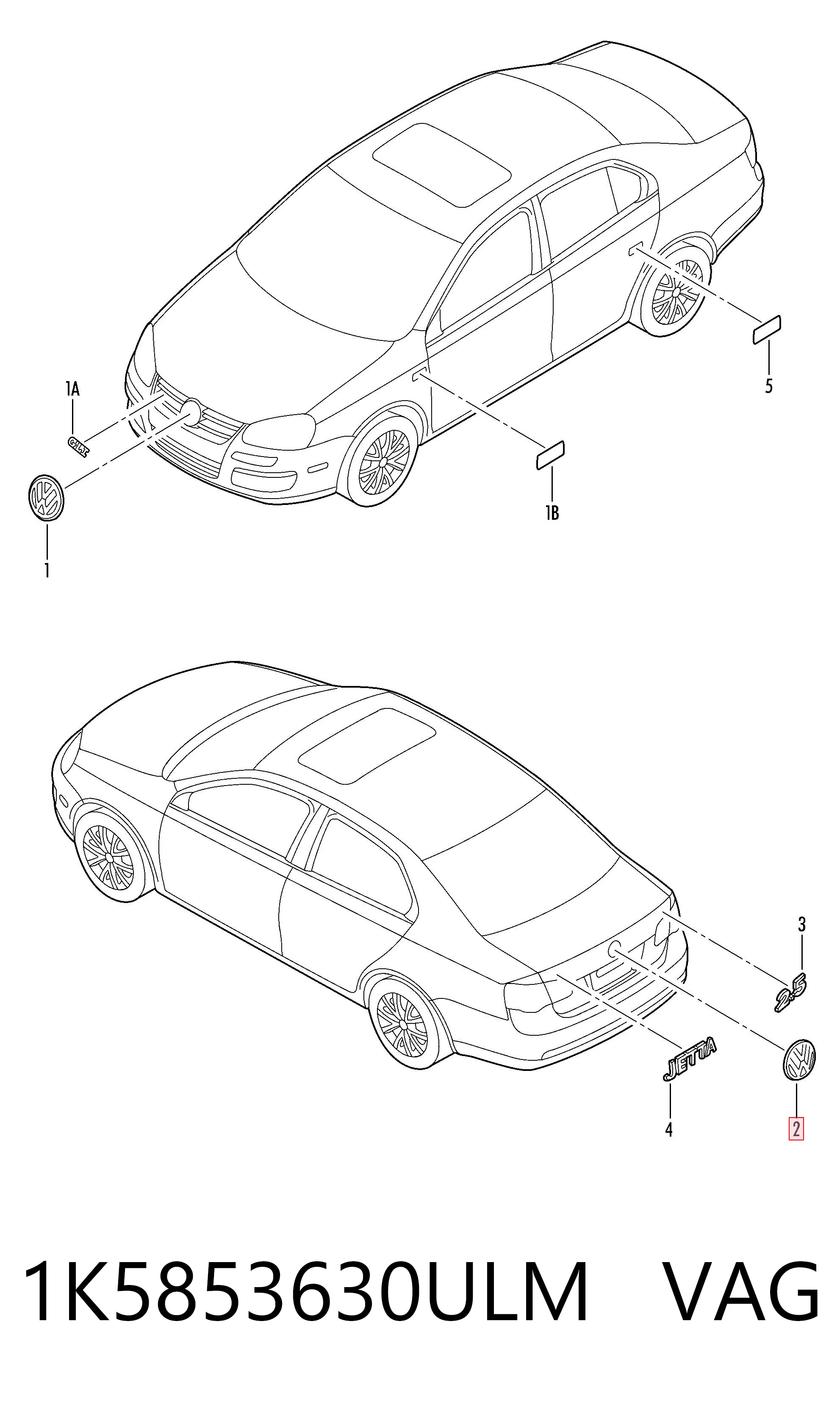 Емблема на кришку багажника, фірм.значок Volkswagen Jetta V седан (1K2) (2004 - 2010) ціна, від 25.34 USD
