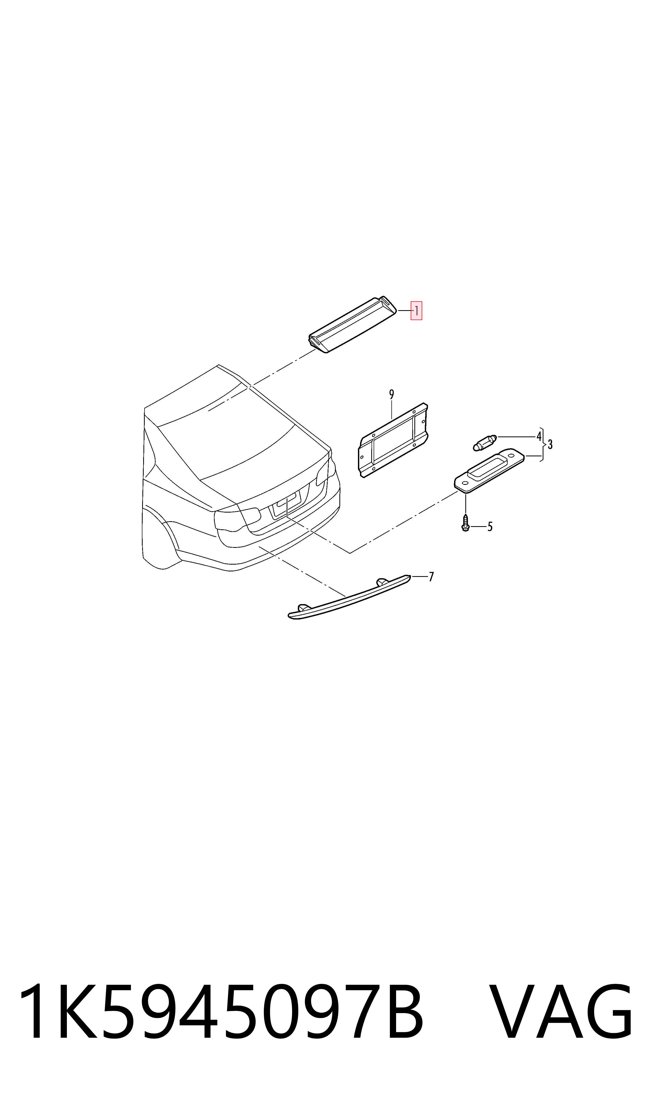 Стоп-сигнал заднього скла на Volkswagen Passat B7 362