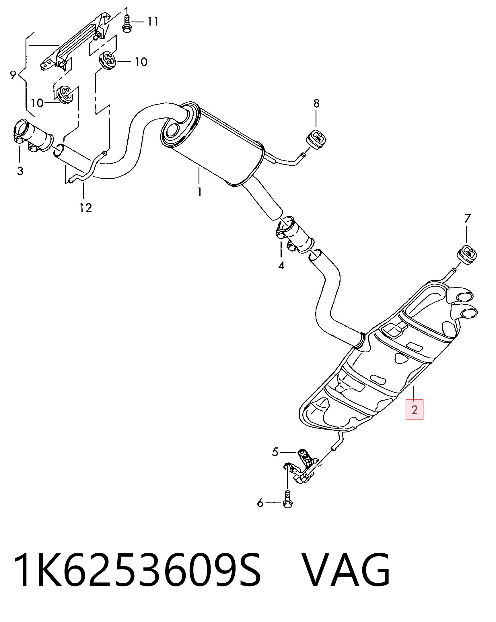  Глушник, задня частина Audi A3 