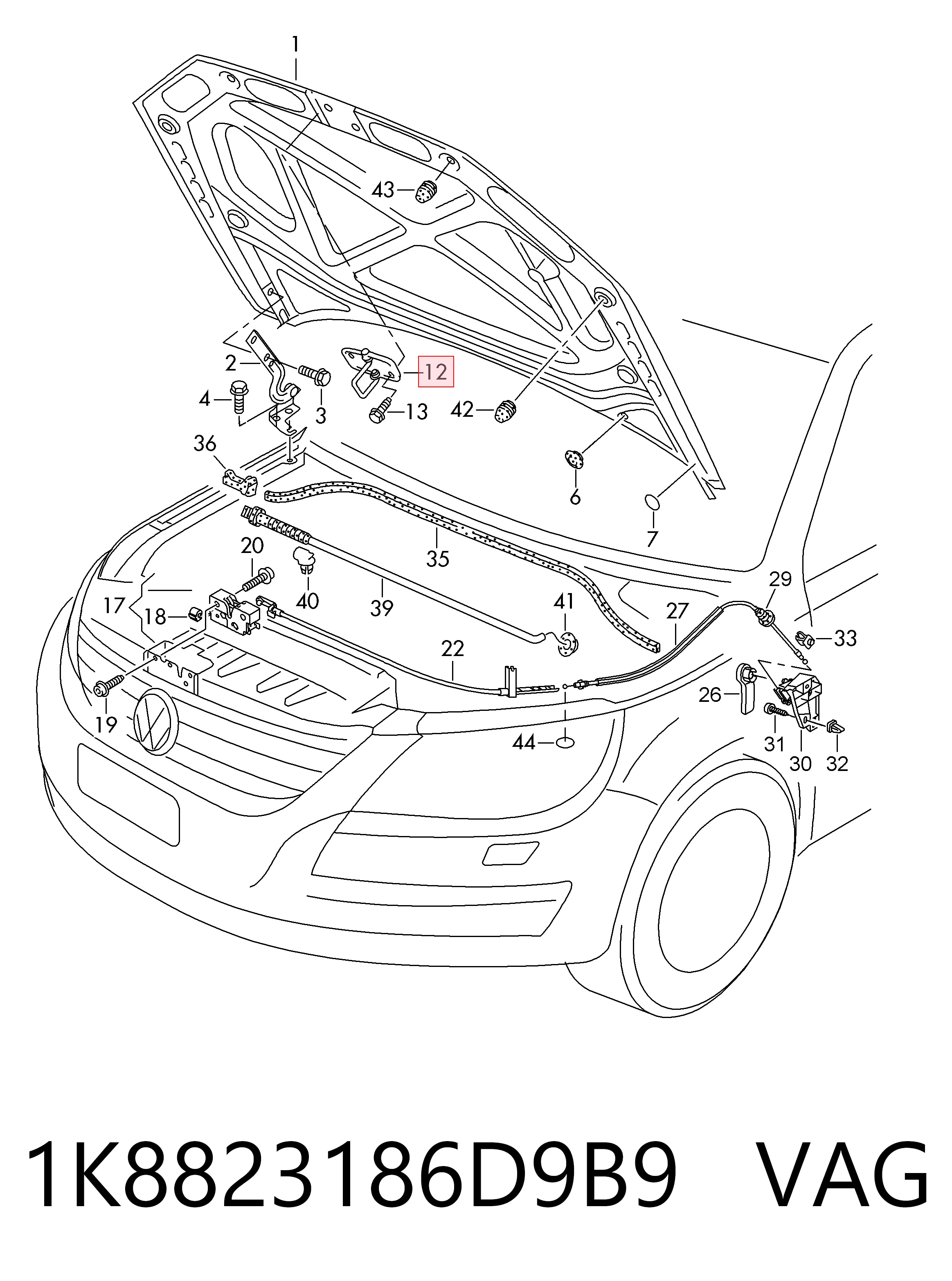 Замок капота Volkswagen Touran II мінівен (1T3) (2010 - 2015) ціна, від 5.66 USD