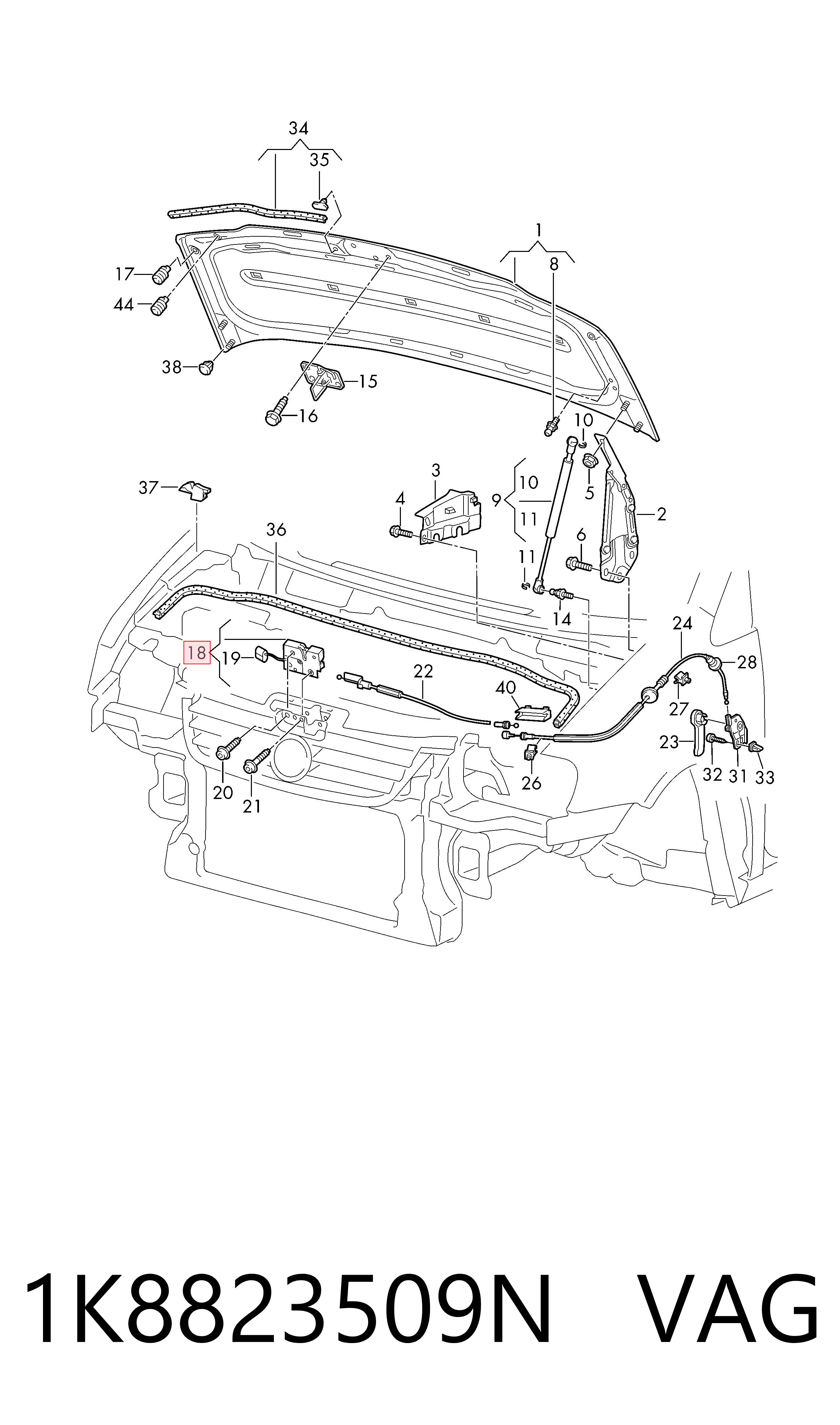 Купити Замок капота Volkswagen Caddy III 2KB, 2KJ, 2CB, 2CJ