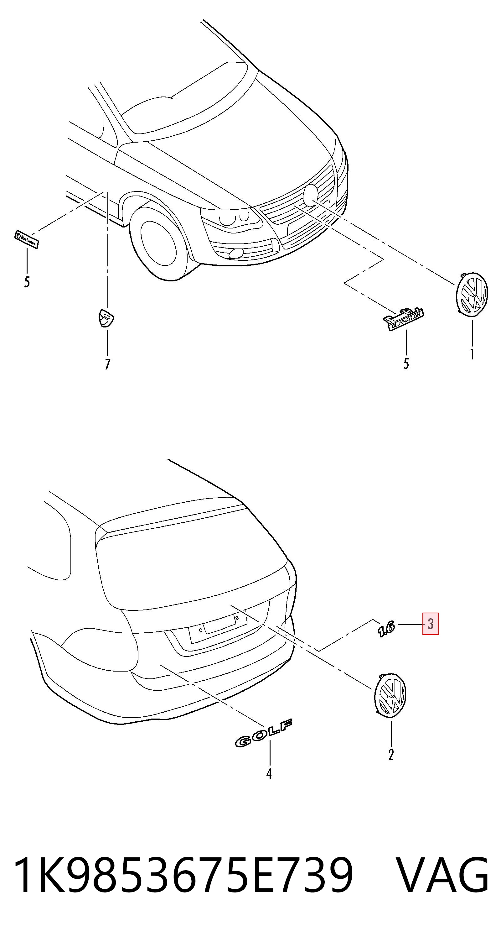  VAG 1K9853675E739 ціна, від 85.56 USD
