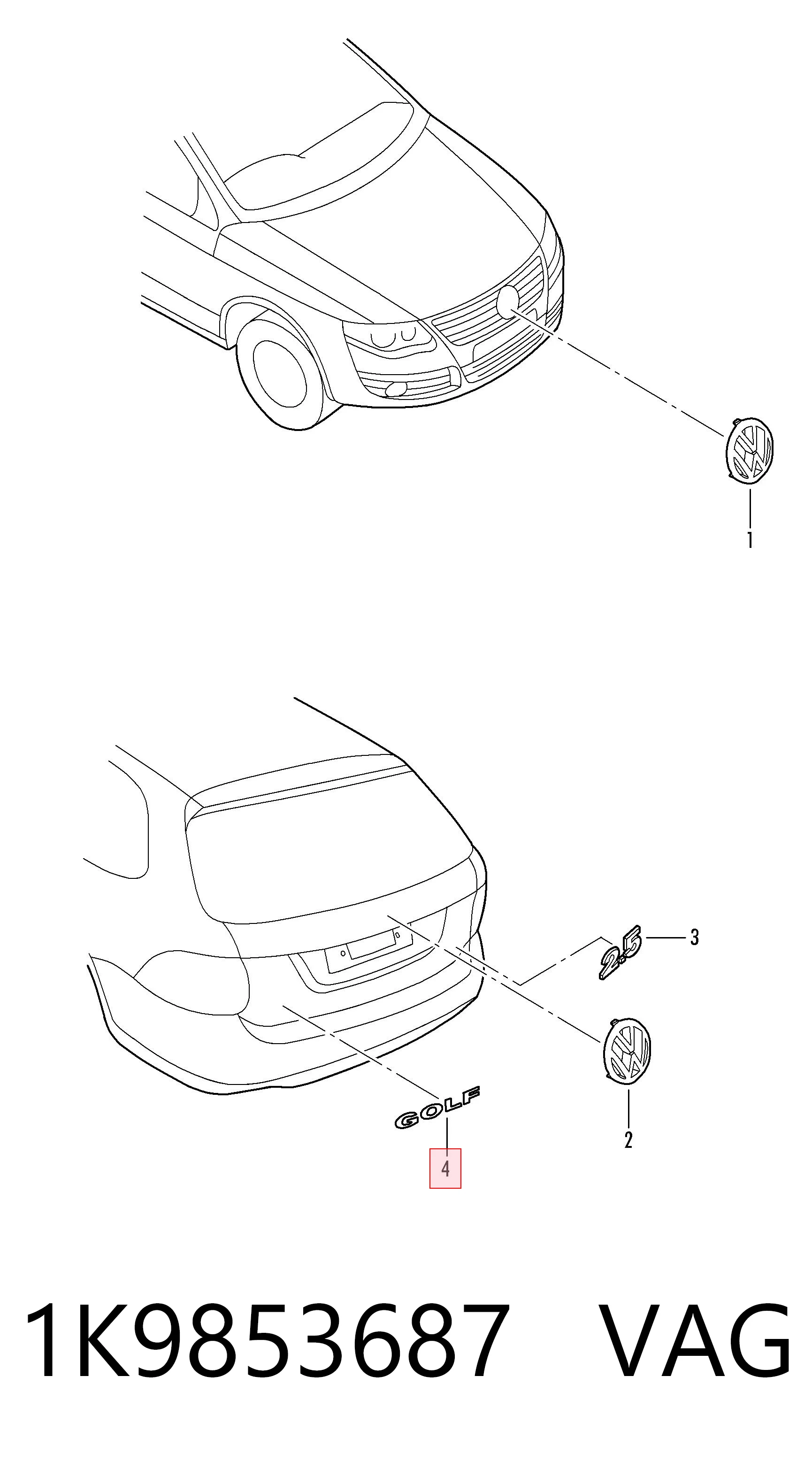 Емблема кришки багажника, фірмовий значок на Volkswagen Golf VI AJ5