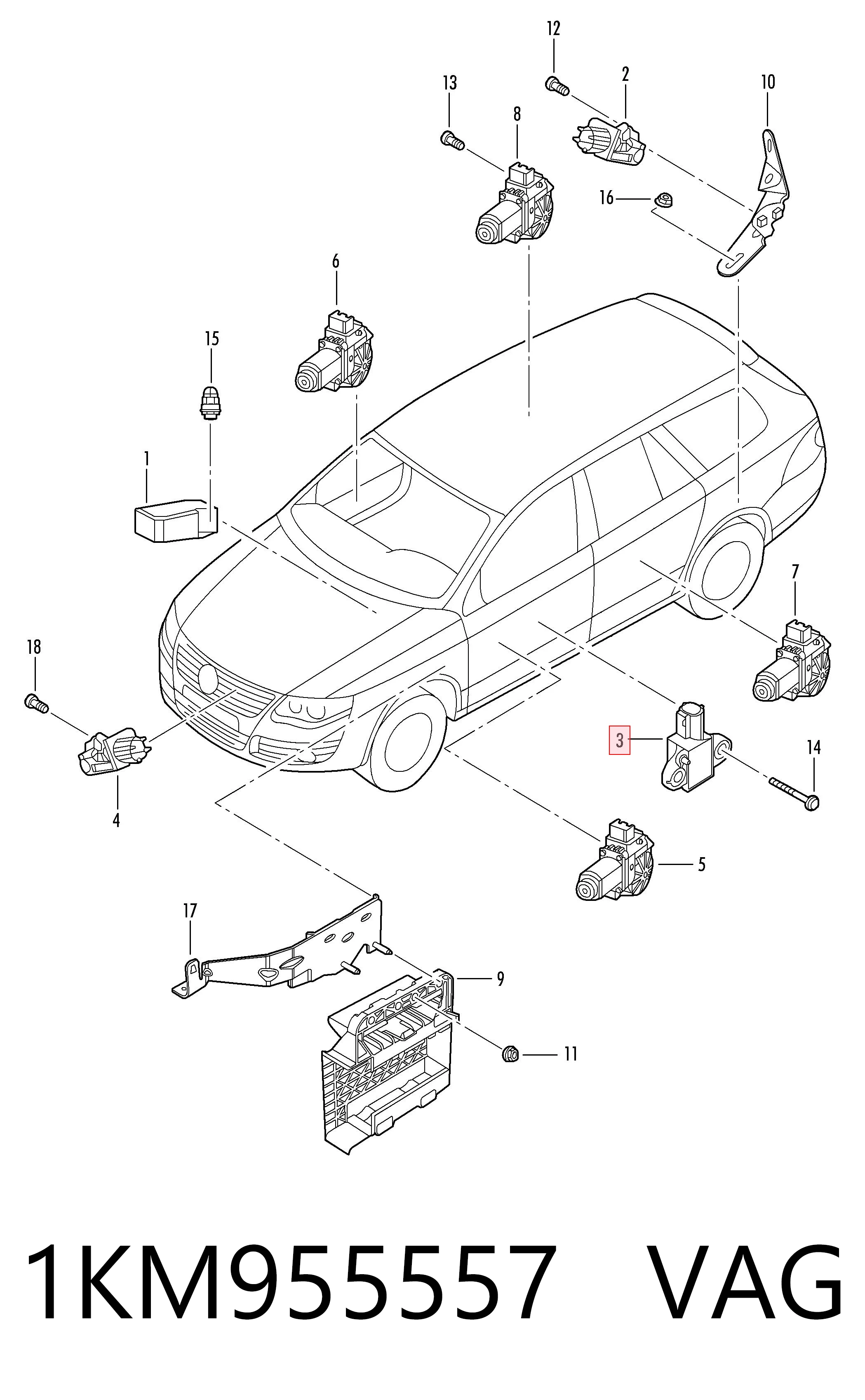 Датчик Айрбег передній VAG 1KM955557 ціна, від 16.47 USD