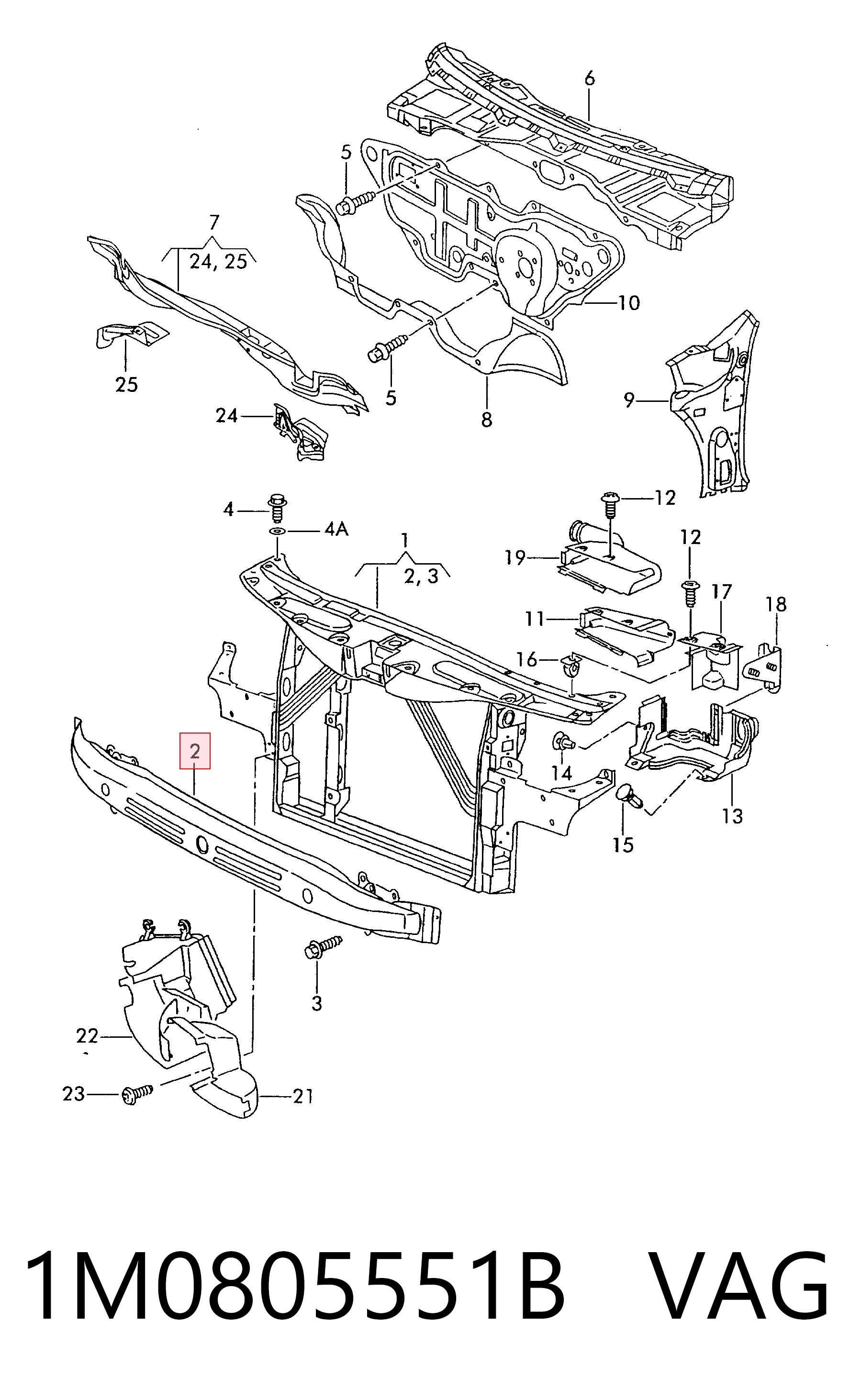 Балка бампера переднього на Seat Toledo II 1M2