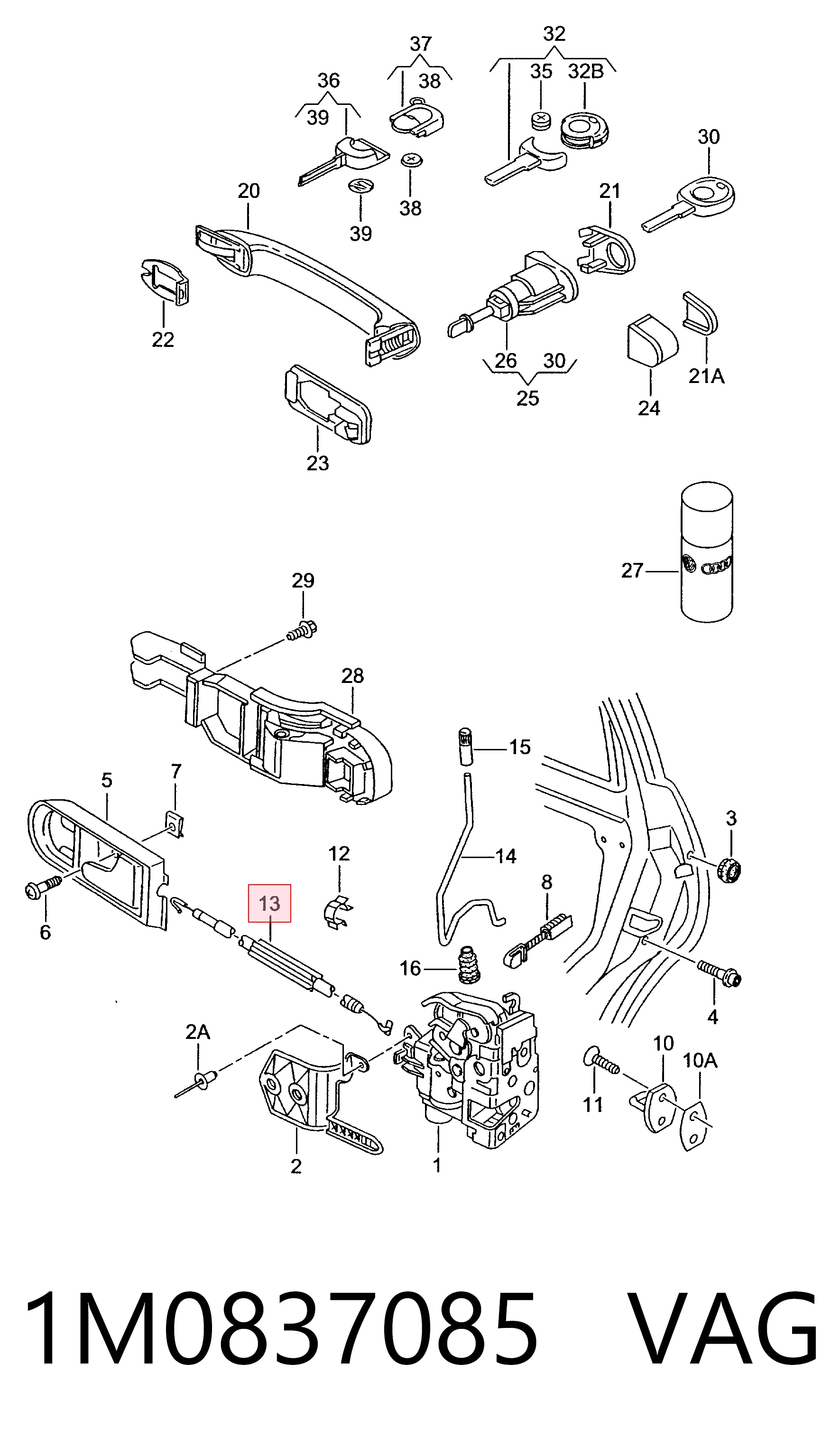 Купити 3L837016 AND Трос відкривання дверей передніх