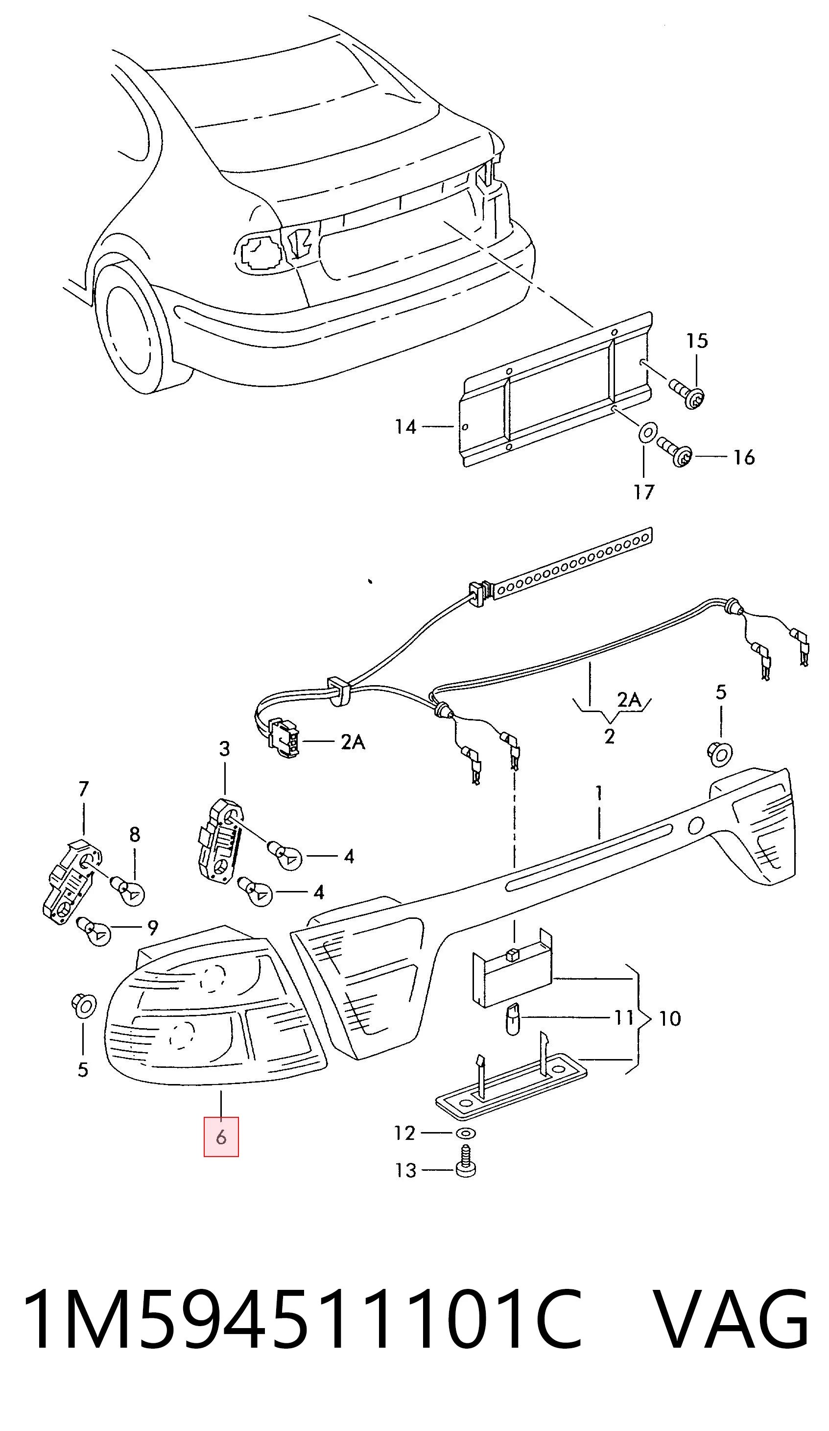 Задня ліва фара на Seat Toledo II 1M2