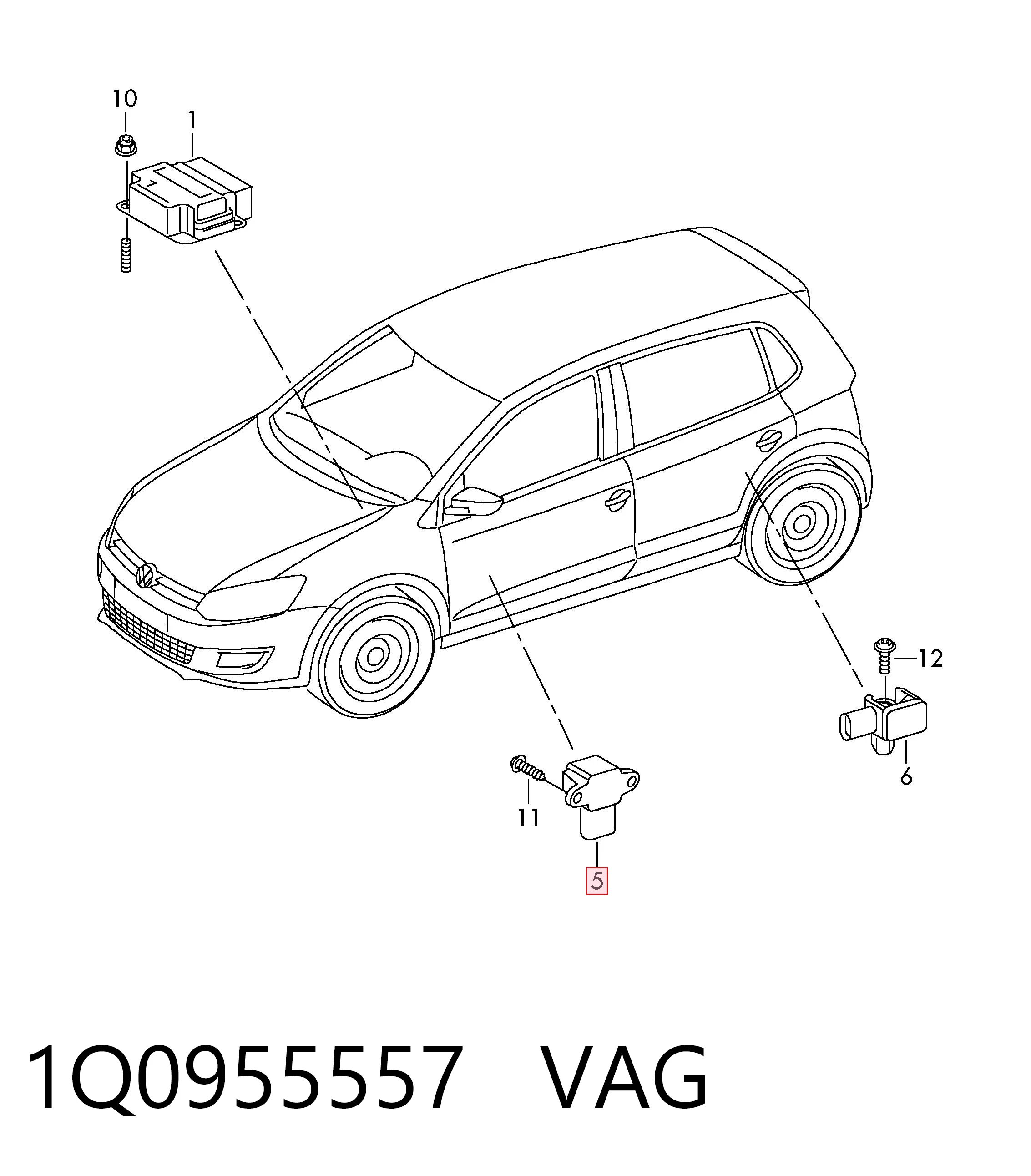 1Q0955557 VAG Датчик Ейрбег передній