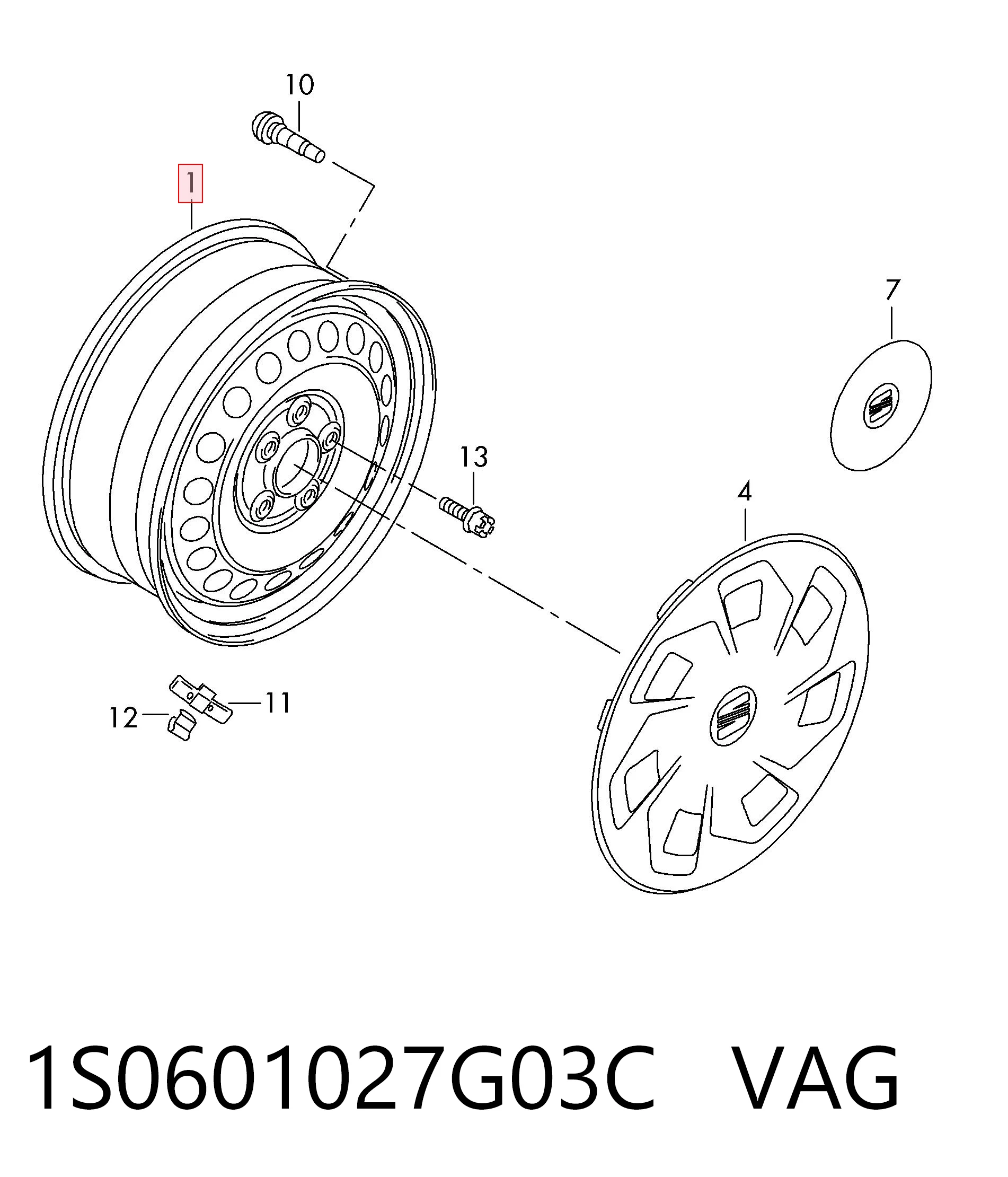 1S0601027G03C VAG Диск колесний