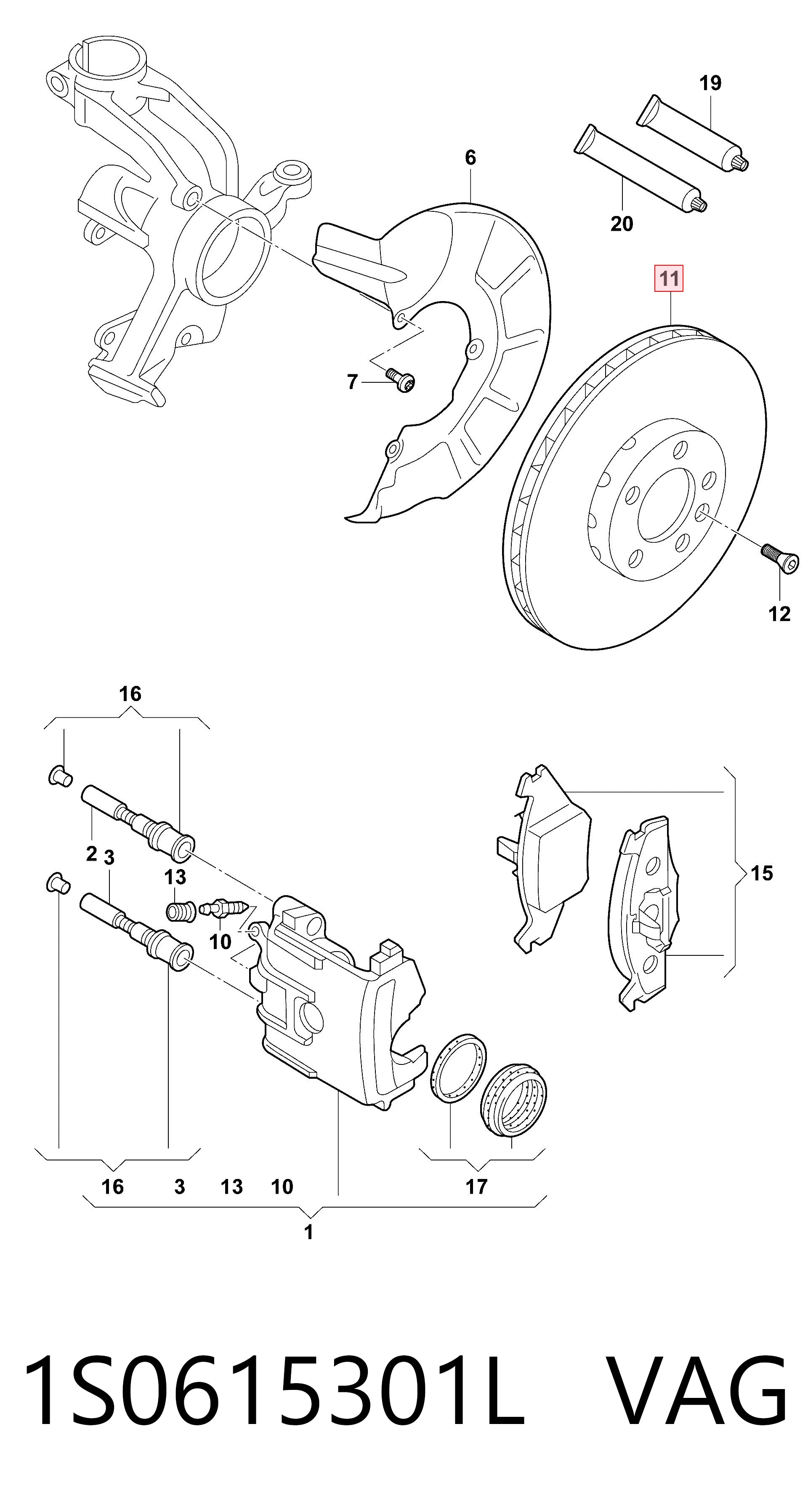 1S0615301L VAG Гальмо дискове переднє