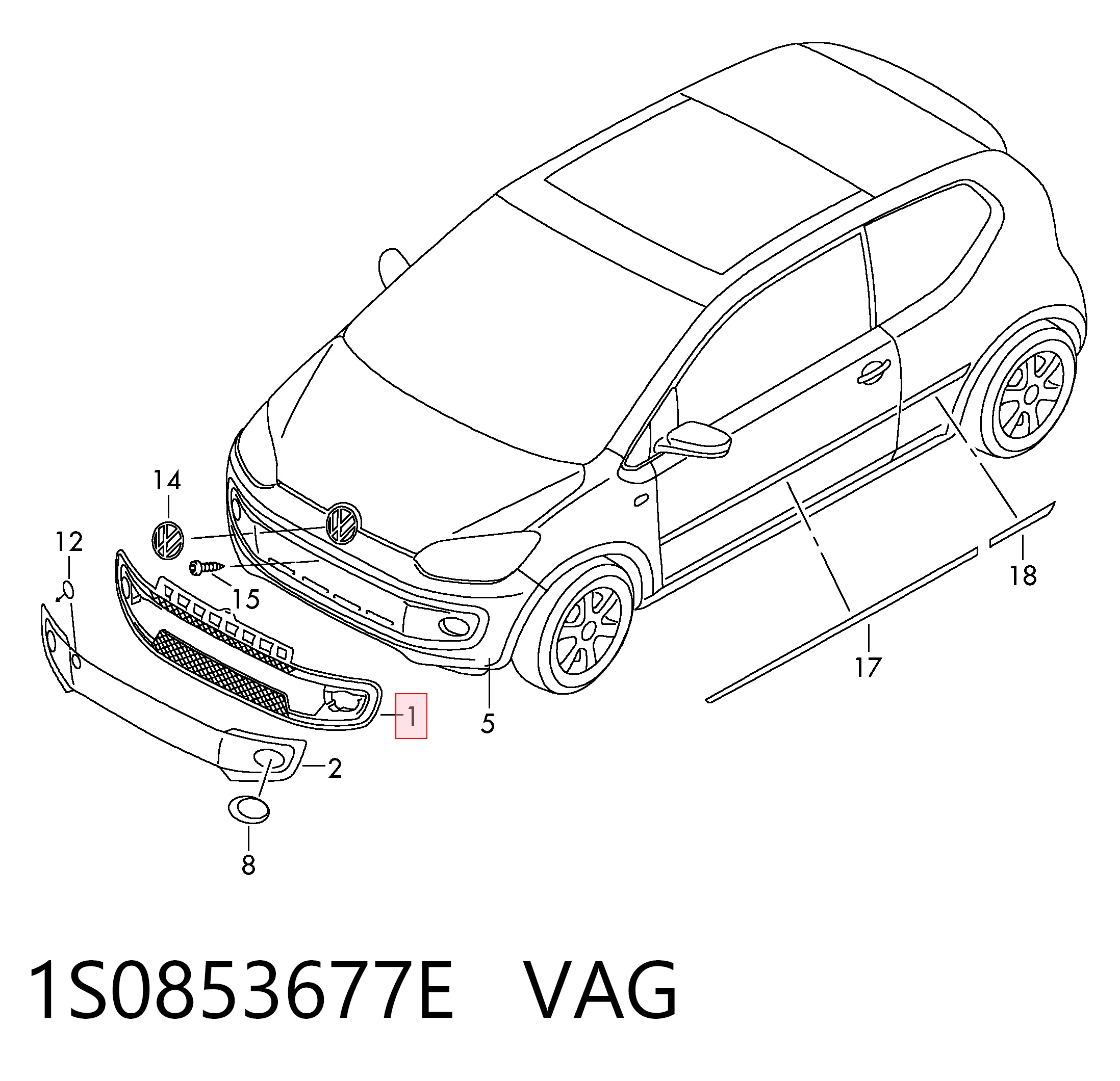 Решітка переднього бампера, центральна Polcar 95A127R ціна, від 29.12 USD