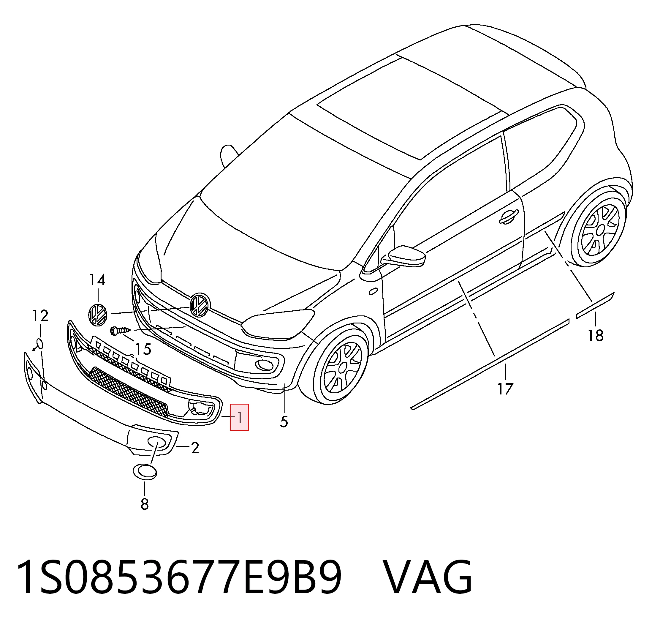 95A127R Polcar Решітка переднього бампера, центральна