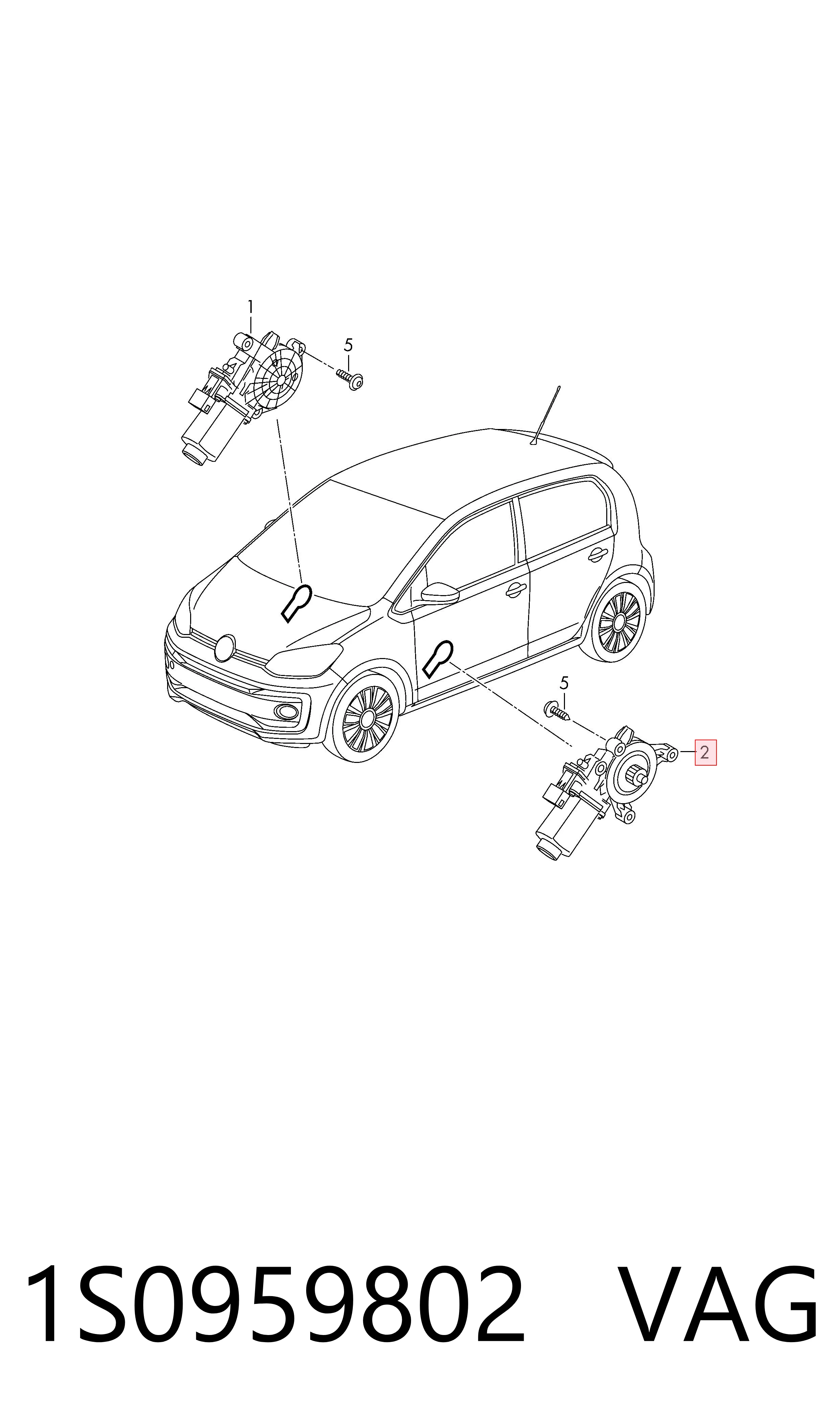 1S0959802 VAG Мотор склопідйомника дверей передніх, правих